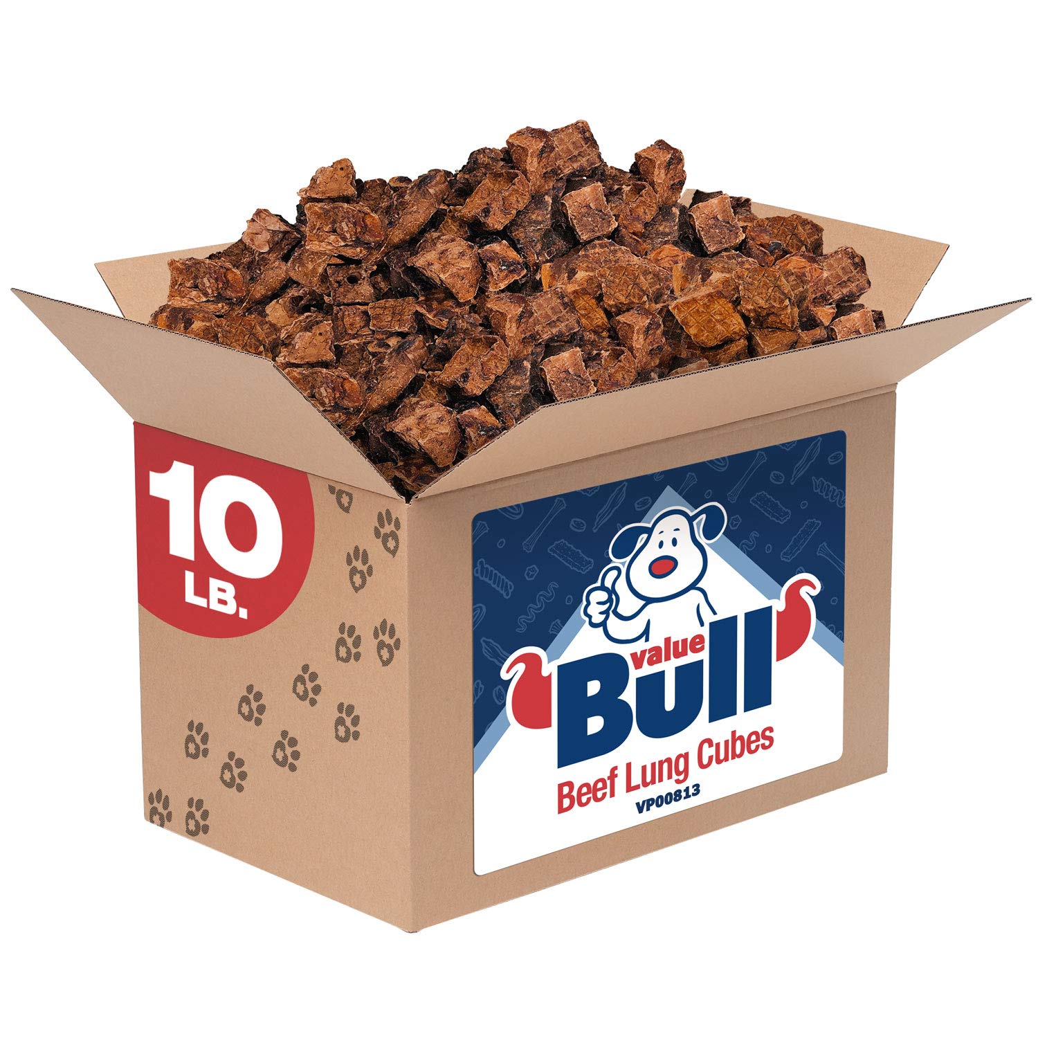 Premium Angus Beef Lung Cubes for Dogs - 10lb Bulk Pack, Grass-Fed, Single Ingredient Dog Treats - Perfect for Training, Chewing & Dental Health
