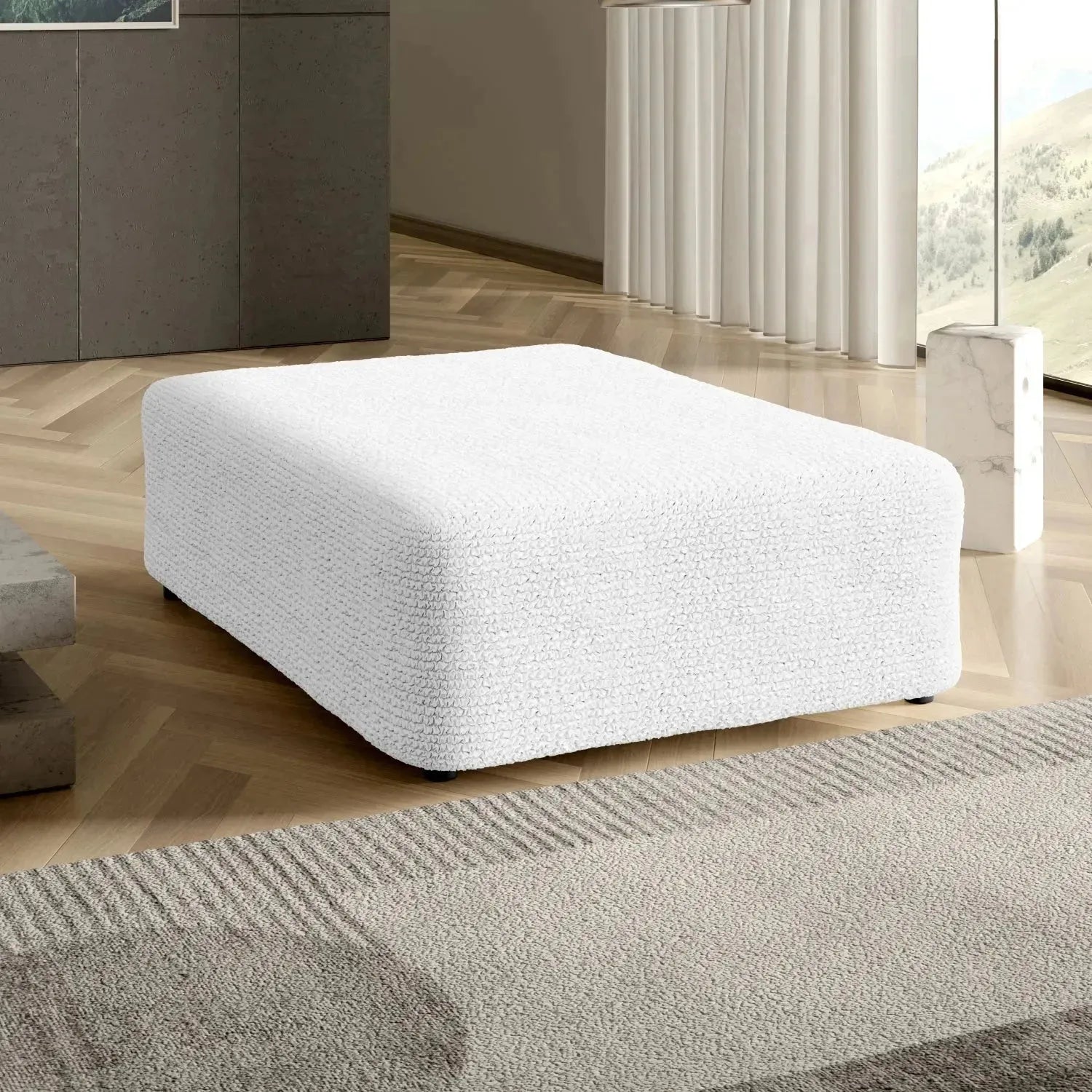 Large Ottoman Slipcover - Microfiber Collection for Living Room, Bedroom & Home Decor | Washable & Durable Furniture Cover
