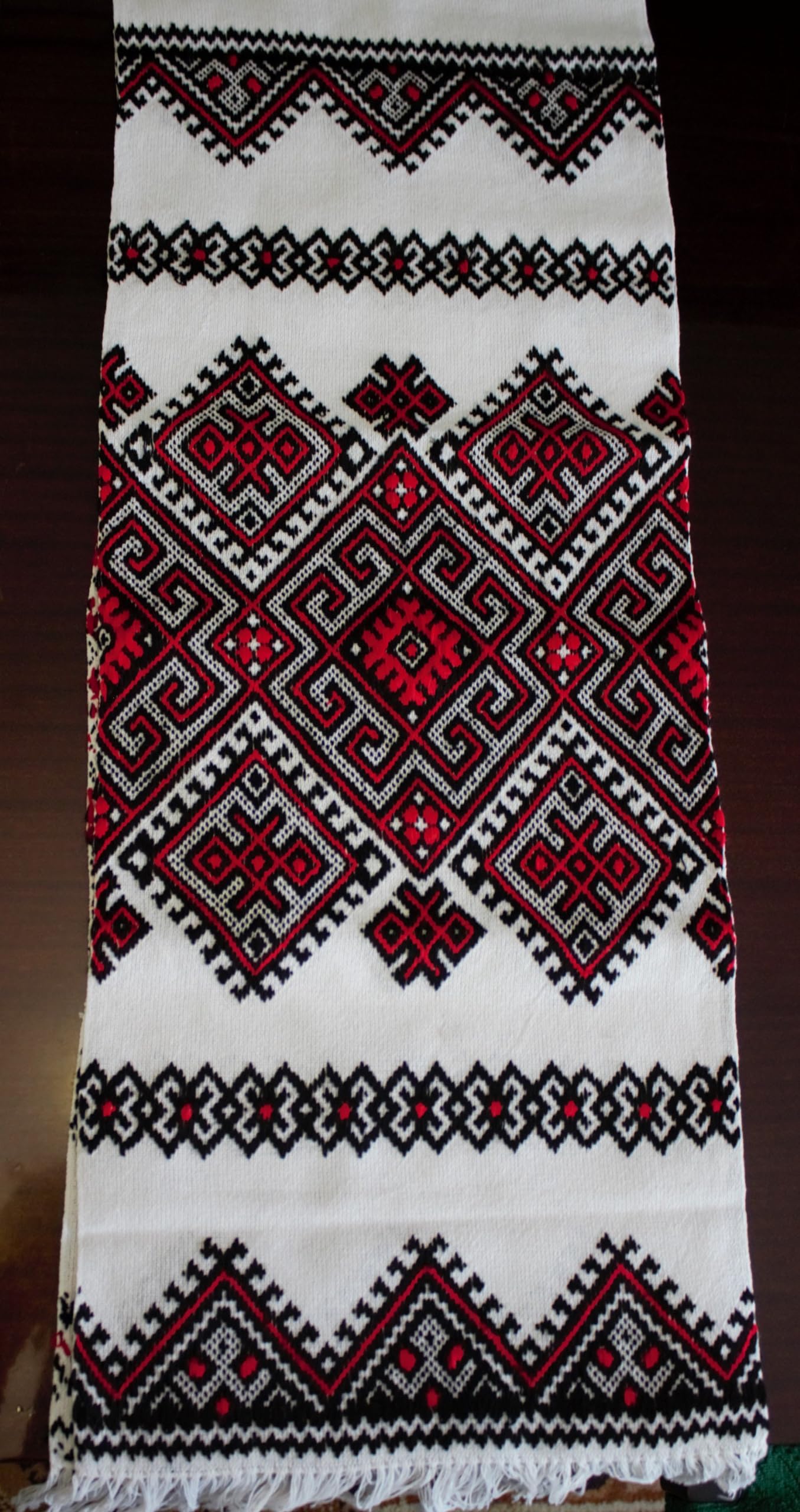 Traditional Ukrainian Embroidered Rushnyk Towel - Handmade Folk Art Gift for Home Decor, Weddings & Ceremonies (Black/Red) | Perfect for Wall Hanging, Table Runner & Cultural Celebrations