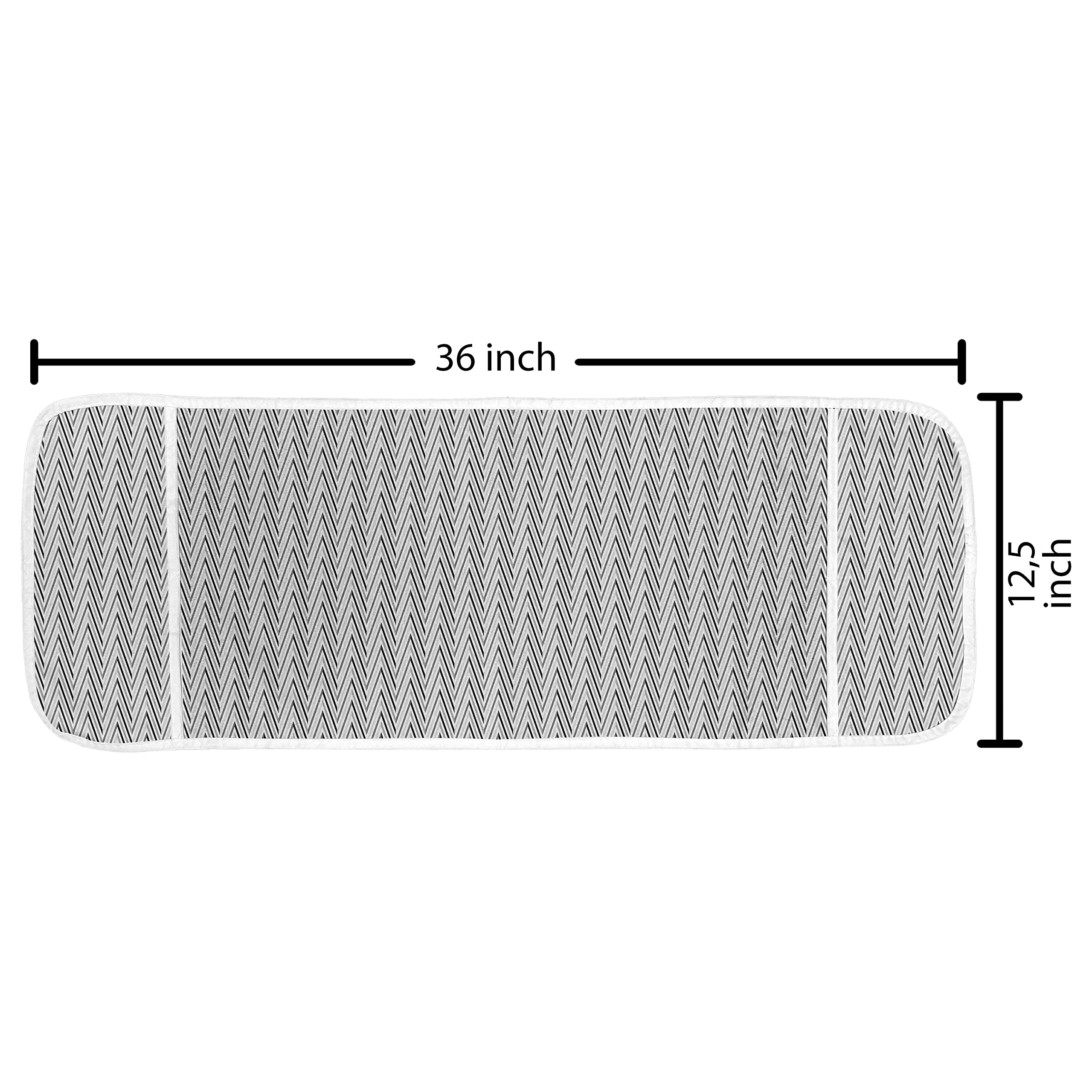 Ambesonne Grey Chevron Microwave Cover - Waterproof Herringbone Vintage Design with Pockets - 36