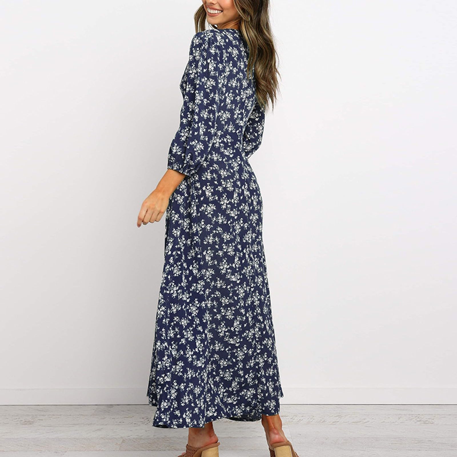 2024 Women's Bohemian Floral Maxi Dress - Long Sleeve Summer Party & Prom Dress for Spring Casual Wear | Perfect for Beach Vacations, Garden Parties & Date Nights