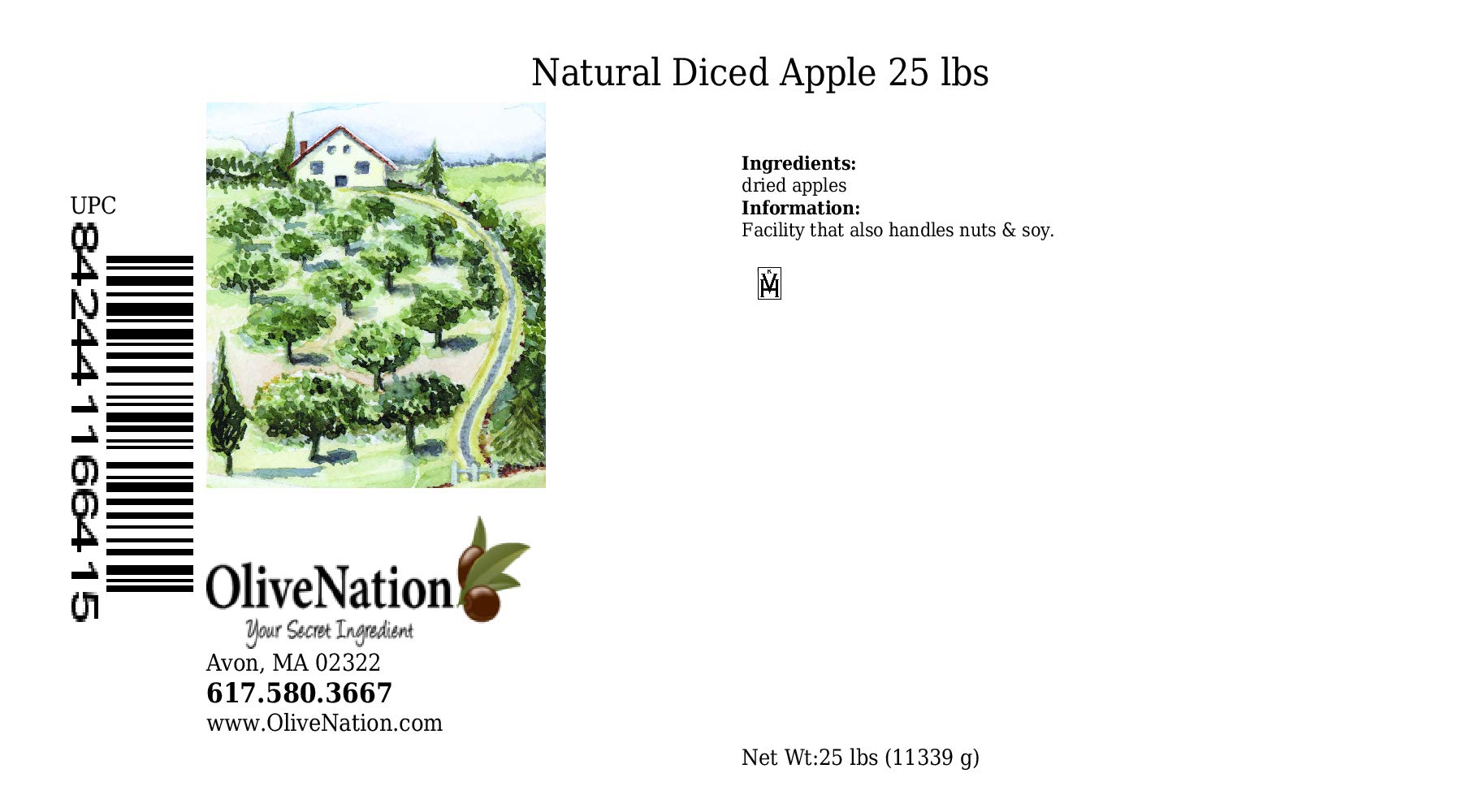 OliveNation All Natural Dried Diced Apple - Peeled, Cored, Non-GMO, Gluten Free, Kosher, Vegan (25 lbs) | Perfect for Baking, Snacking & Healthy Recipes
