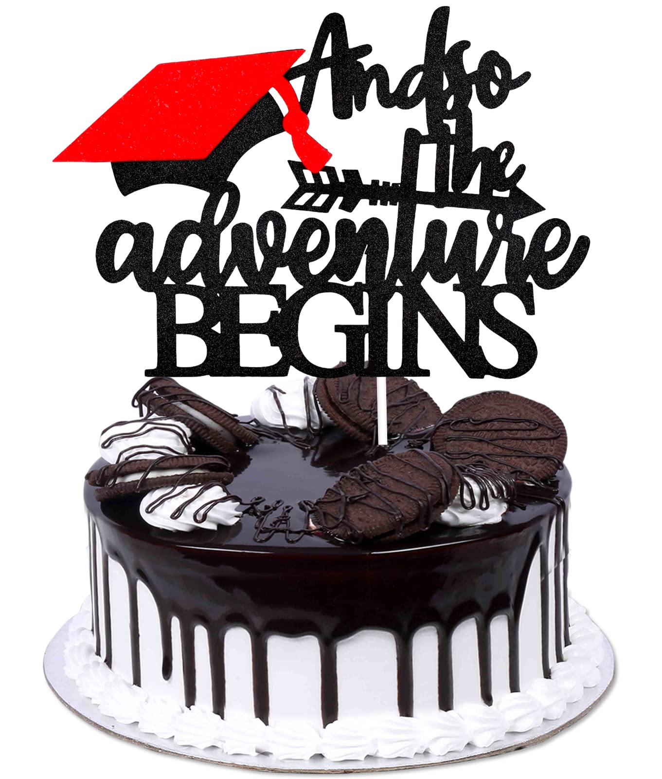 Class of 2023 Graduation Cake Topper - Black Glitter Grad Cap Decor for College & Master's Degree Celebrations - Perfect for Graduation Parties, Cakes & Dessert Displays