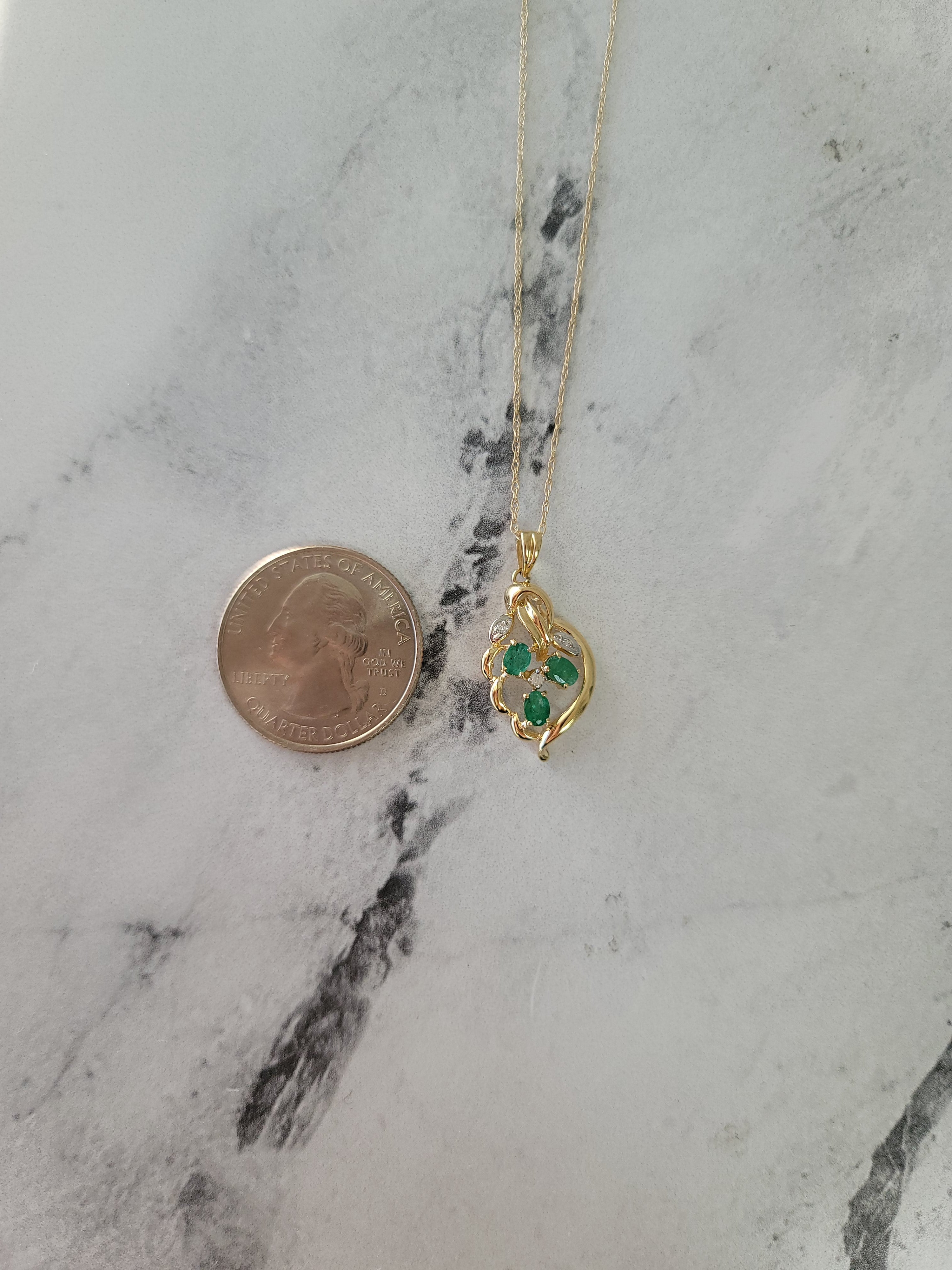 Exquisite Oval Cluster Emerald & Diamond Accent Necklace - 14K Gold Pendant for Women | Elegant Gift for Anniversary, Birthday & Special Occasions