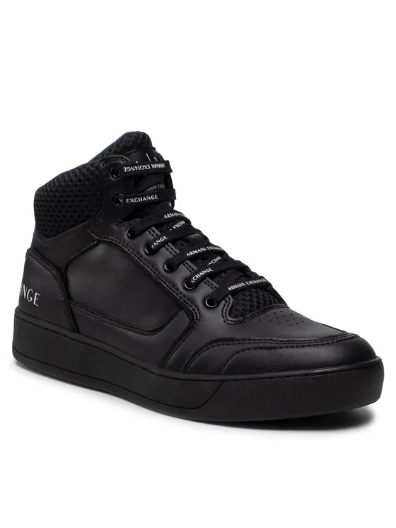 Armani Exchange Men's Hi-Top Black Sneakers - Stylish & Comfortable for Casual Wear, Running & Gym Workouts