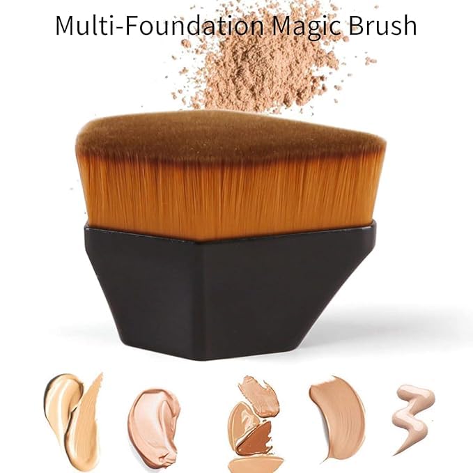Professional Hexagon Contour Kabuki Makeup Brush Set - Flat Top Foundation Brush for Liquid, Cream & Powder Blending | Vegan Face Makeup Brush with Protective Case | Perfect for Contouring, Highlighting & Everyday Makeup Application