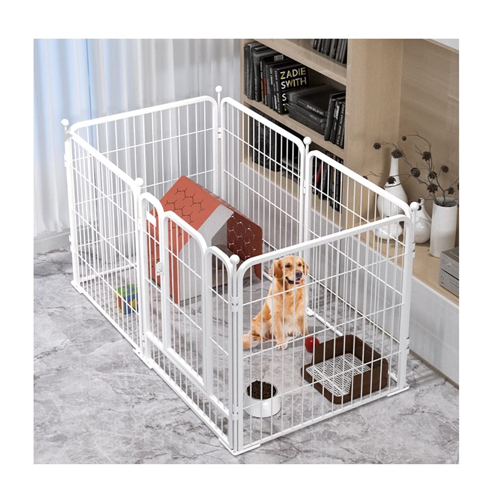 White Metal Dog Playpen - Portable & Foldable Pet Fence with Door for Small, Medium & Large Dogs (120x60x60cm) - Indoor, Outdoor, Camping & Yard Use | XJJUN
