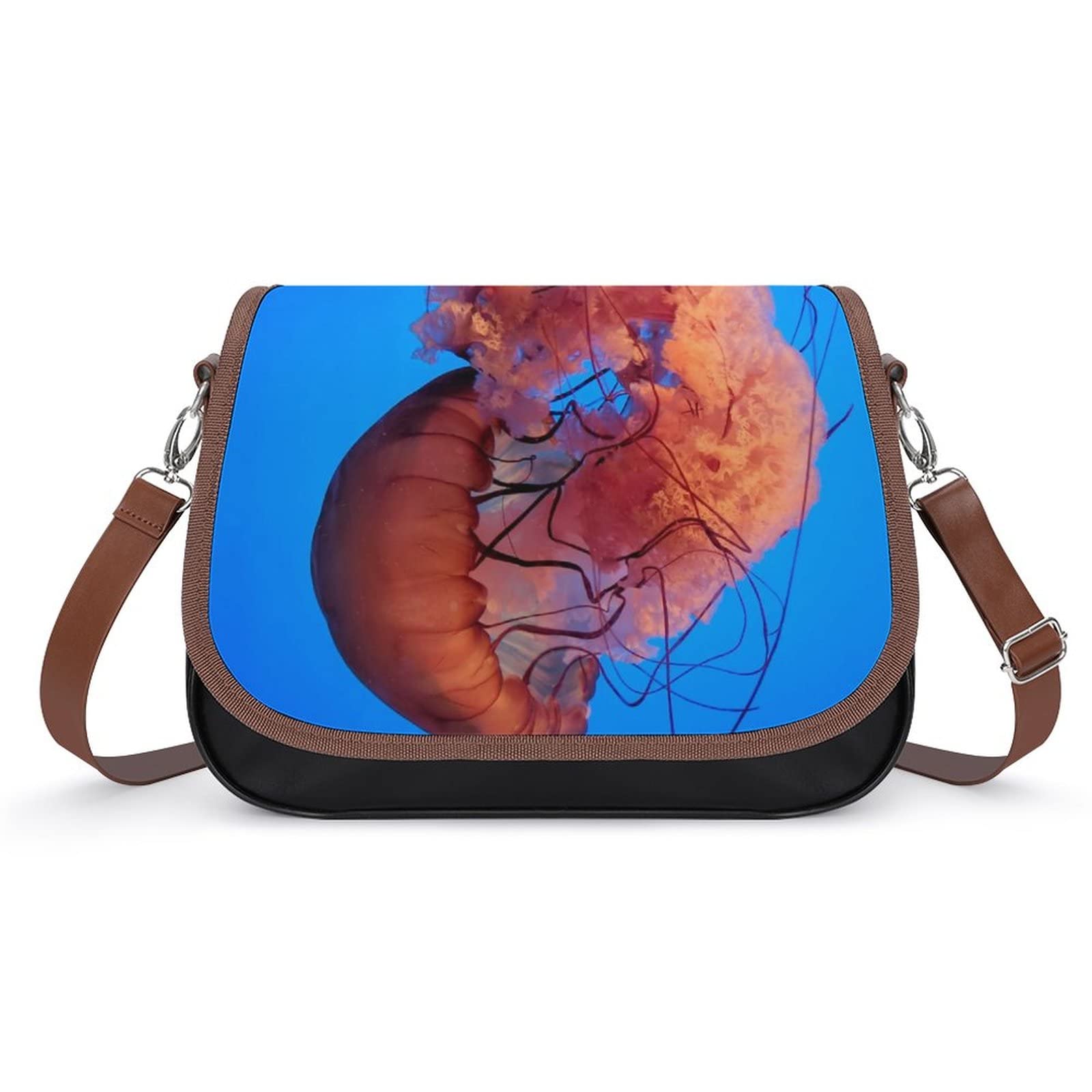 Stylish Medium Crossbody Bags for Women - Printed Shoulder Messenger Purse with Designer Satchel - Red Jellyfish Pattern | Perfect for Travel, Shopping & Everyday Use