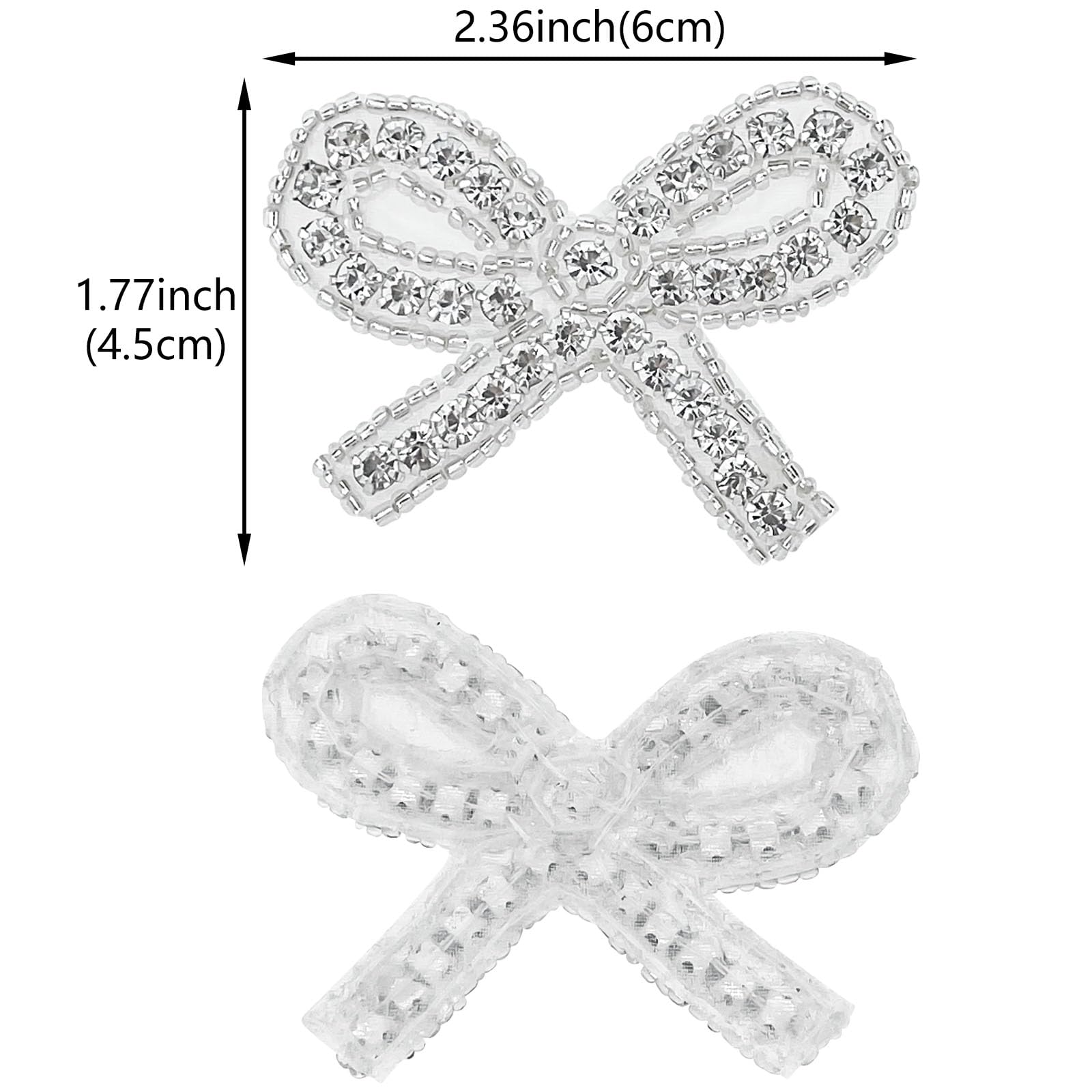 6Pcs Rhinestone Bow Iron-On Patches - Sparkling Crystal Bowknot Beaded Appliques for DIY Clothing, Backpack, Hat & Bag Repair - Elegant Decor for Fashion Accessories, Costumes & Craft Projects