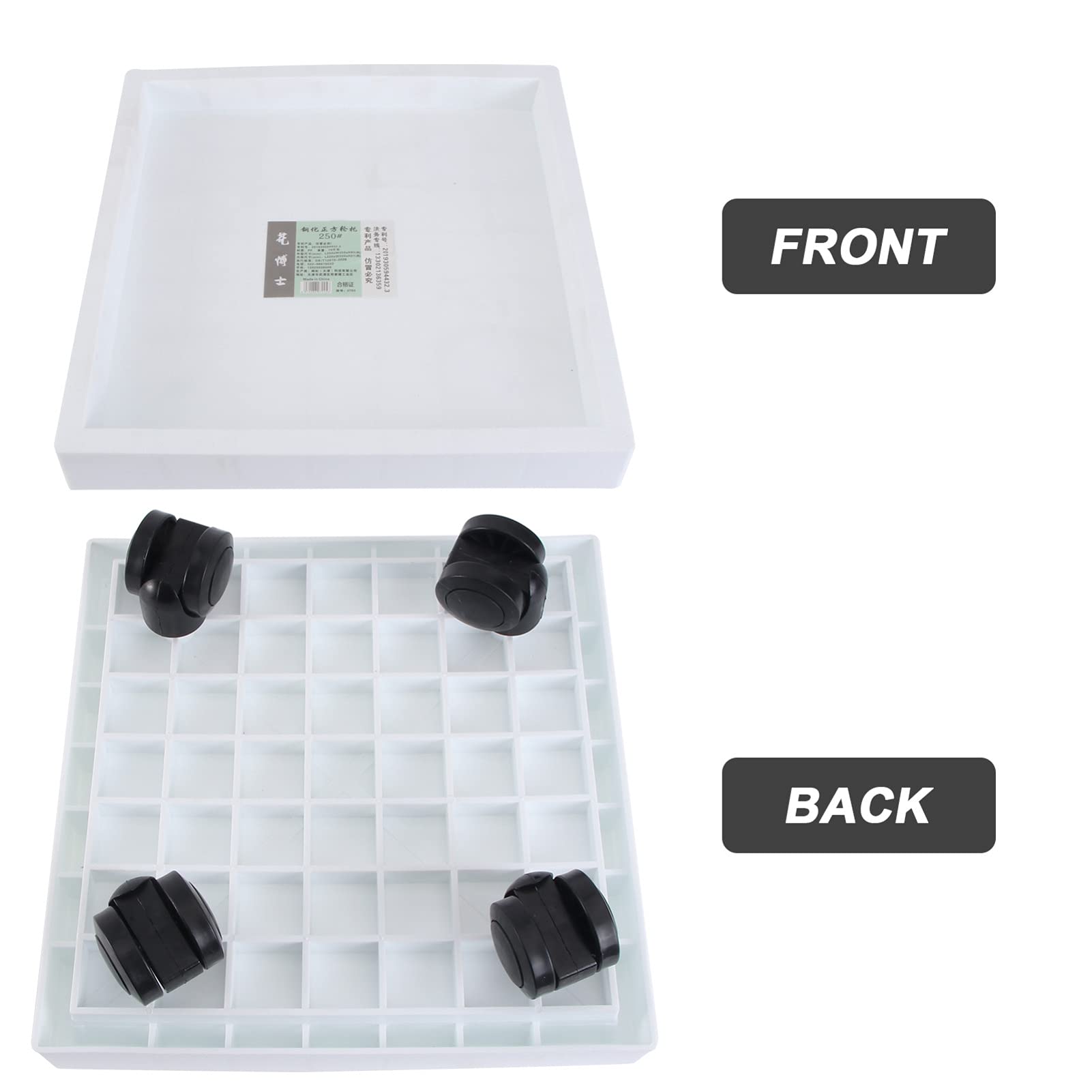 Happyyami 1pc Square Plastic Plant Pot Tray with Wheels - PP Resin Rolling Planter Stand, Flower Pot Holder Cart for Indoor/Outdoor Plants - White (Great for Moving Heavy Pots on Hardwood Floors & Patios)