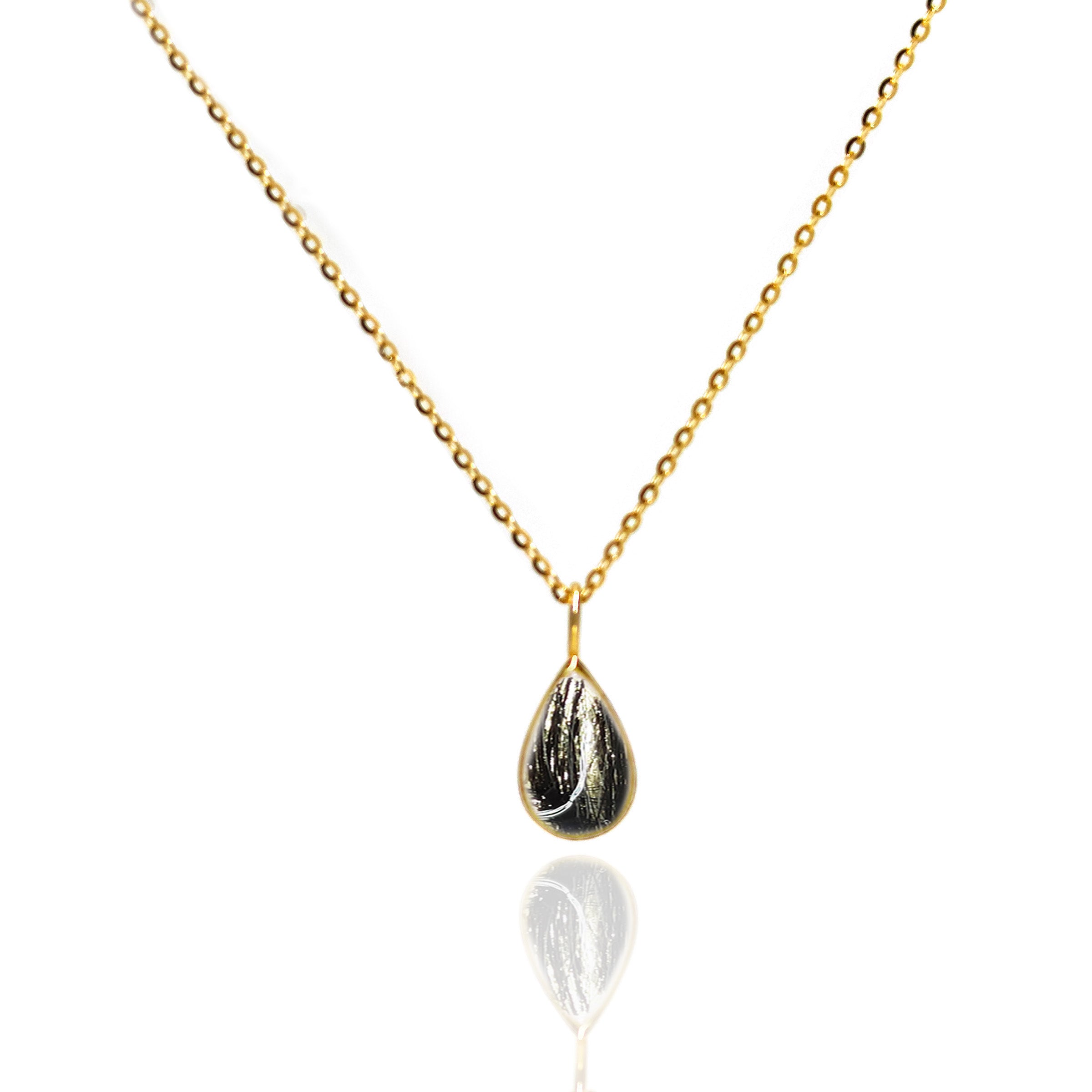 Vintage Teardrop Pendant Necklace for Women - 14K Gold Plated Hair/Fur Jewelry - Perfect for Weddings, Parties & Everyday Elegance