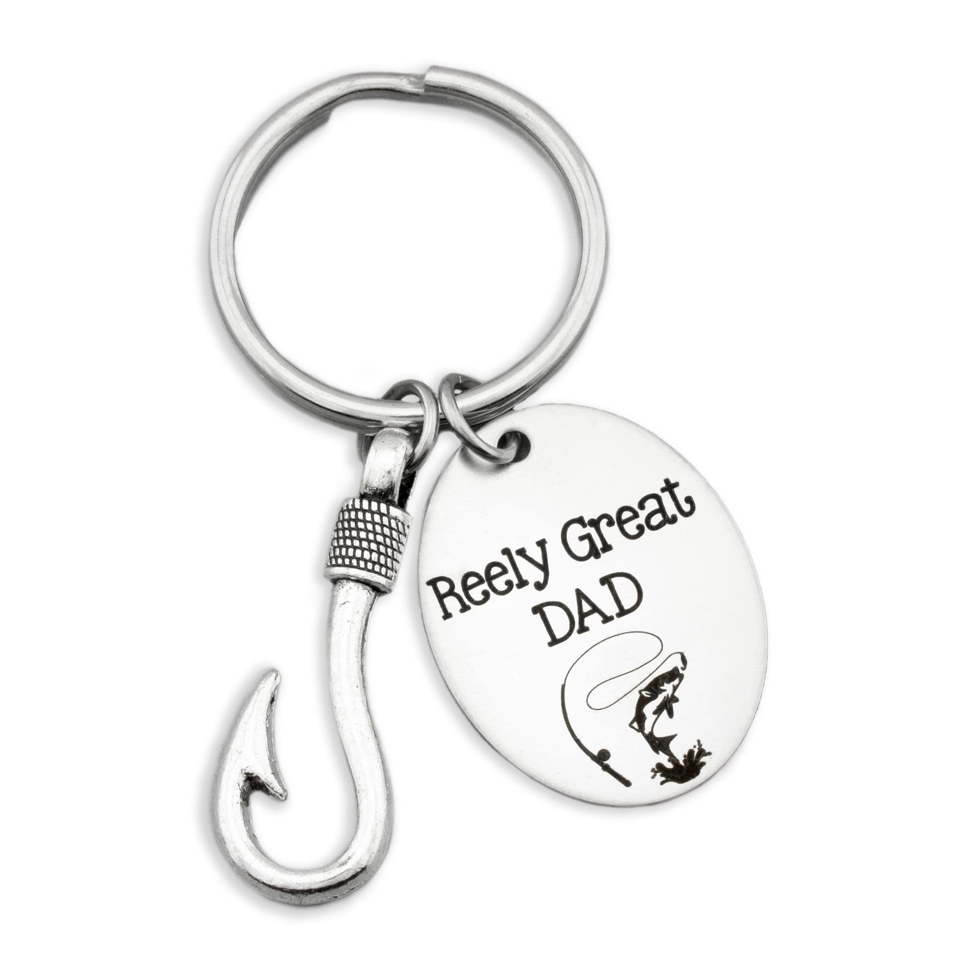 Reely Great Dad Fishing Keychain - Unique Birthday & Father's Day Gift for Men - Perfect Fishing Accessories for Outdoors & Father-Son Bonding