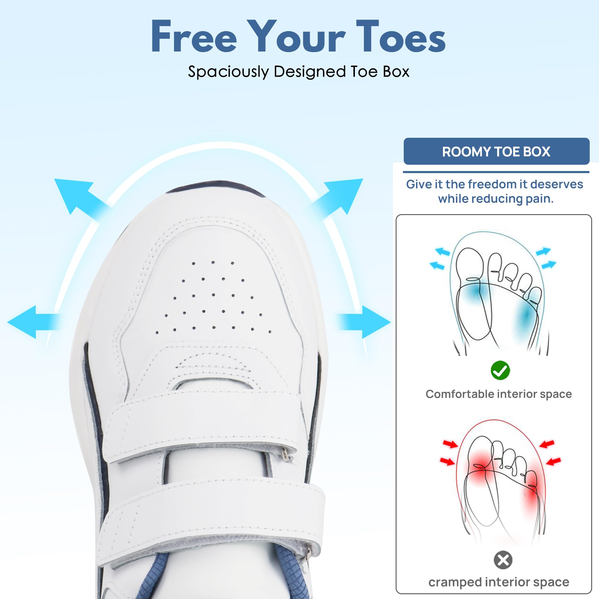 **Diabetic Walking Shoes for Women - Orthopedic Leather Shoes with Wide Toe Box - Comfortable for Daily Walking & Diabetic Foot Care**
