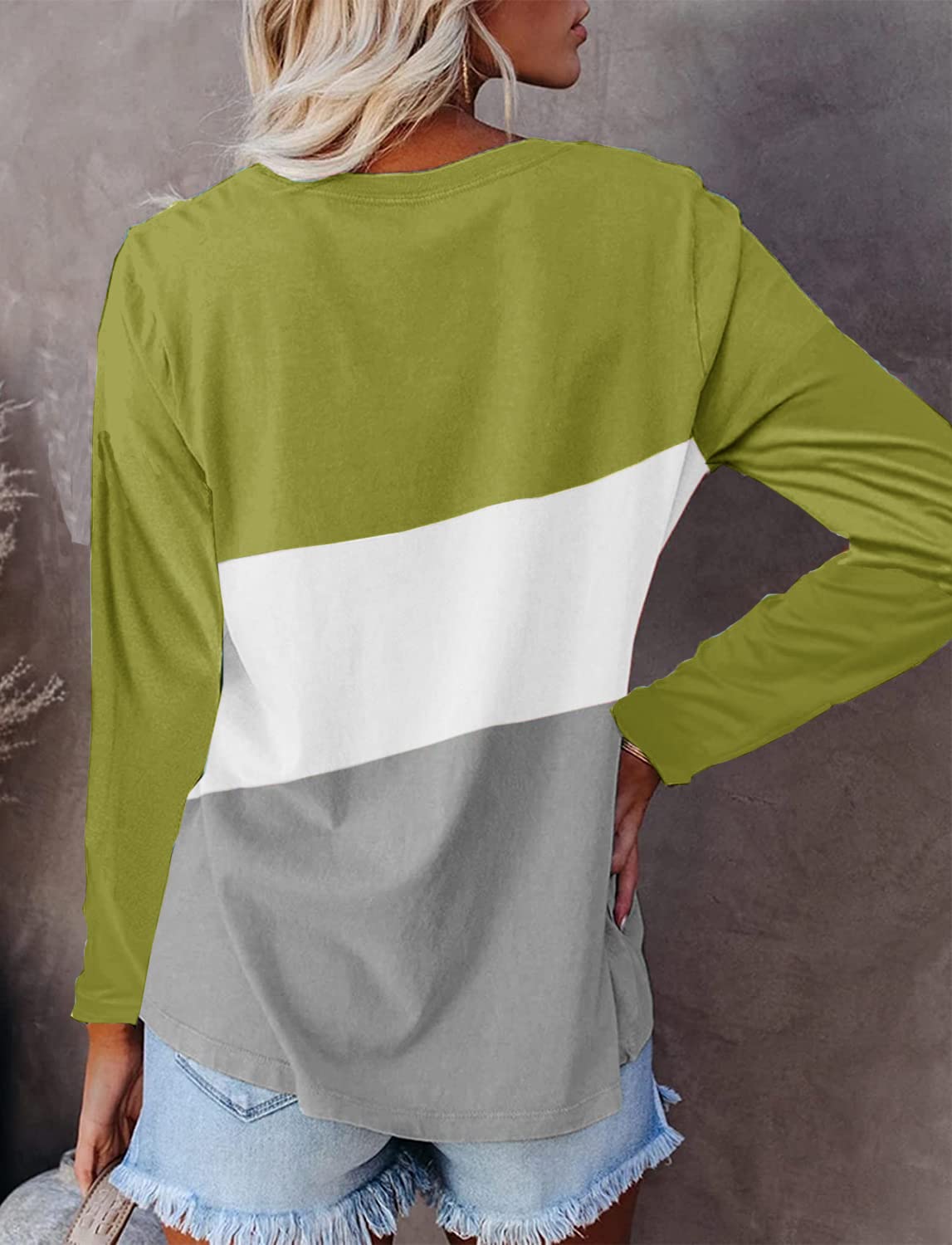 Women's Long Sleeve Colorblock Crewneck T-Shirt Tops - Fall Fashion Casual Wear for Work, Outing & Daily Comfort