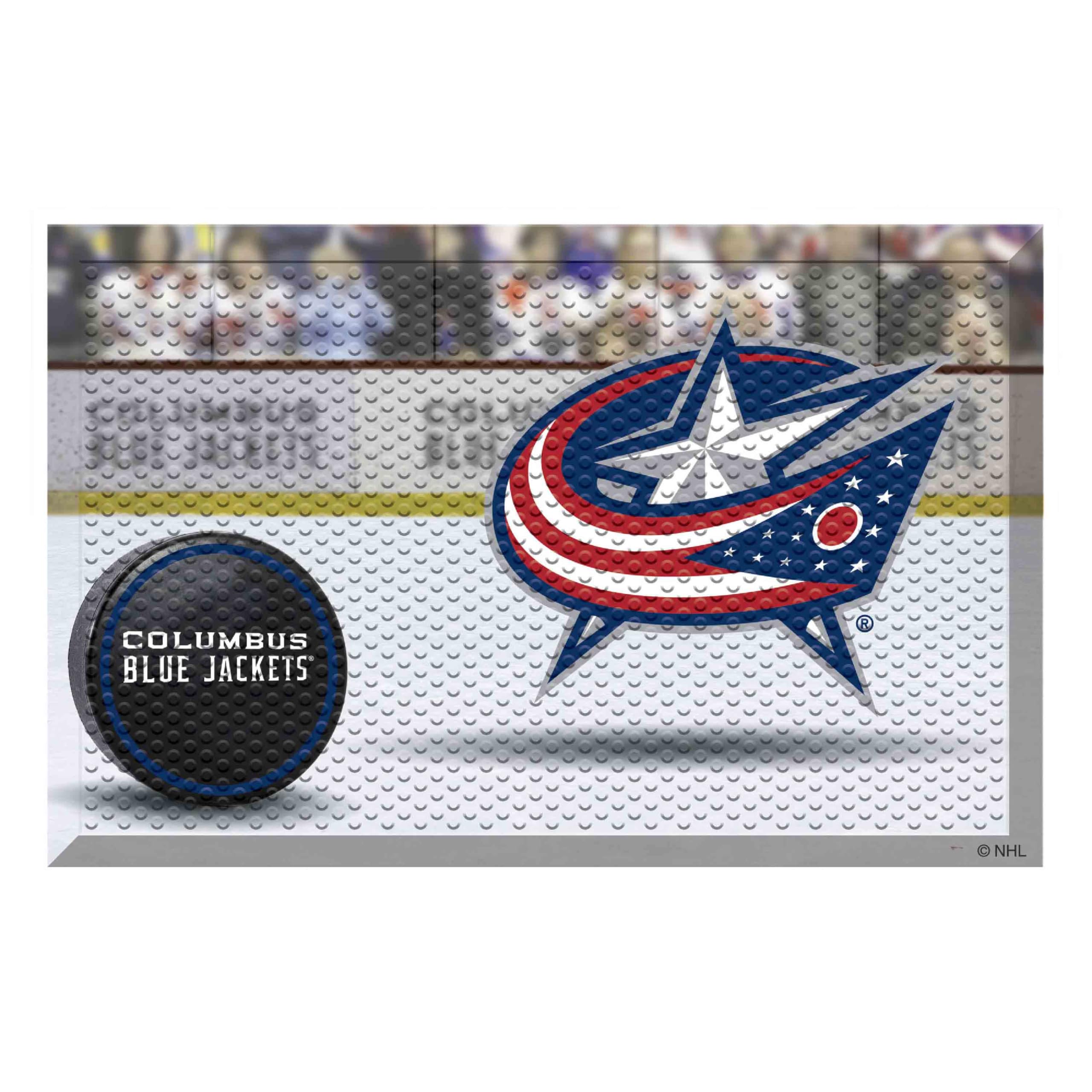 FANMATS 19138 Columbus Blue Jackets Rubber Scraper Door Mat - Durable NHL Team Logo Welcome Mat for Indoor and Outdoor Use