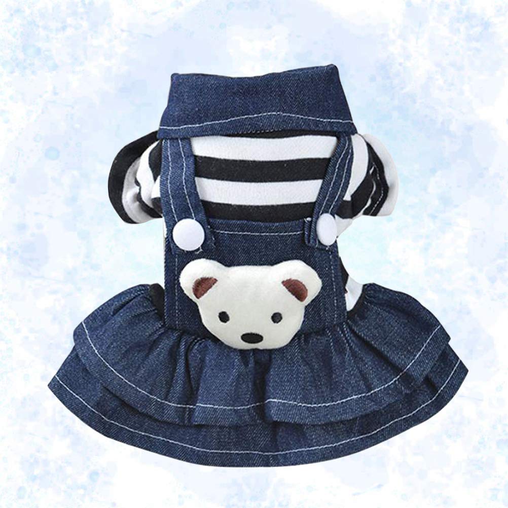 ULTECHNOVO Denim Dog Dress with Lace - Spring Summer Puppy Clothes, Harness & Overalls for Small Dogs | Cute Pet Apparel for Outdoors, Parties & Photo Shoots