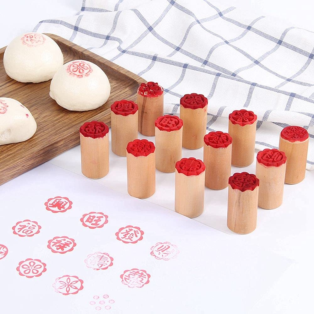 Traditional Chinese Wooden Mooncake Stamps - Handmade Round Cake Mold for Moon Festival Baking, DIY Dessert Making (11-Piece Set) | Perfect for Mid-Autumn Festival Celebrations, Home Baking, and Cultural Gift Giving