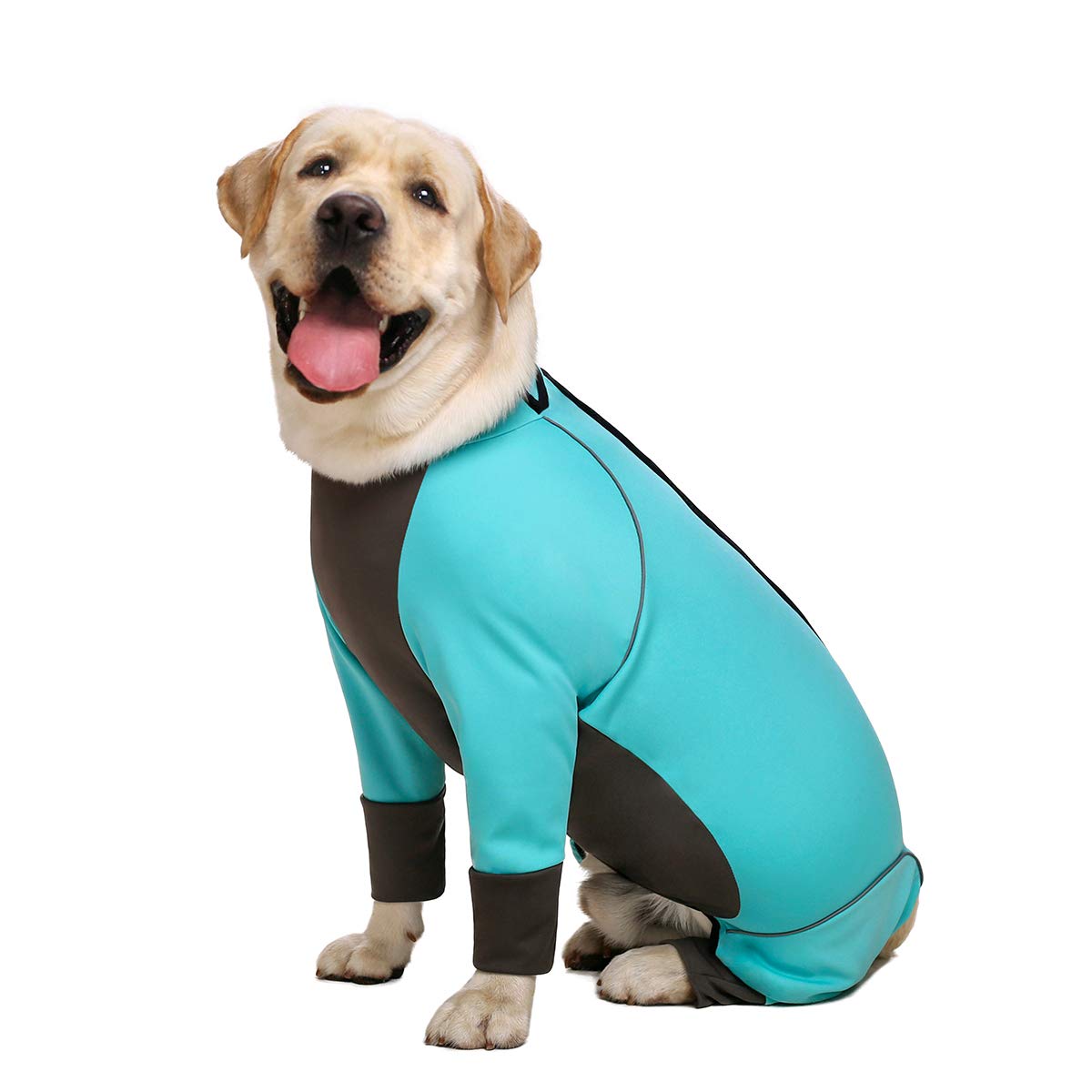 Waterproof Blue Zip-Up Dog Jumpsuit for Medium & Large Dogs - 4-Legged Recovery Onesie, Big Dog Pajamas Pjs with Full Belly Coverage (Size 28) - Perfect for Post-Surgery Care, Cold Weather & Indoor Lounging