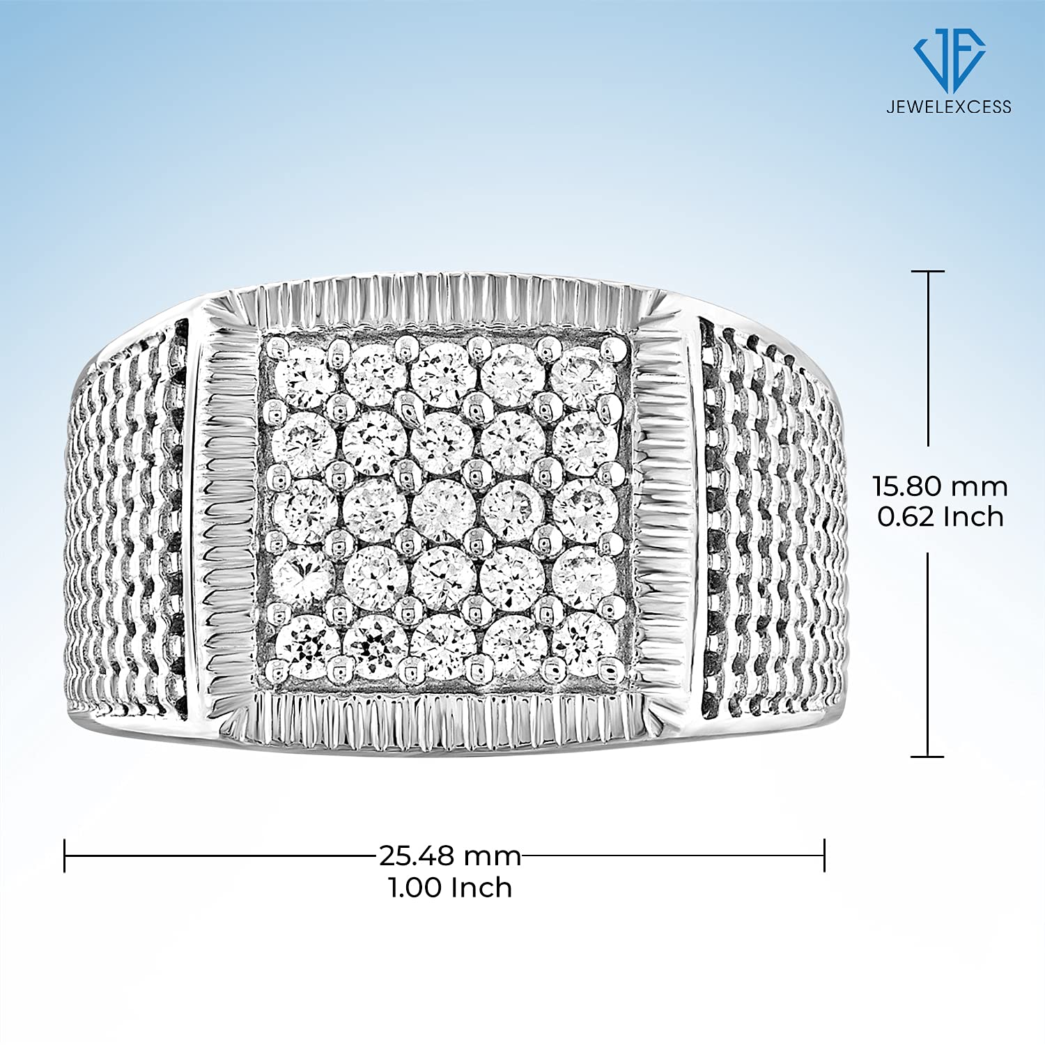 **1CTTW Genuine White Diamond Men's Ring – Hypoallergenic Sterling Silver Wedding Band – Luxury Fashion Statement Jewelry for Men – Perfect Gift for Anniversary, Engagement & Special Occasions**