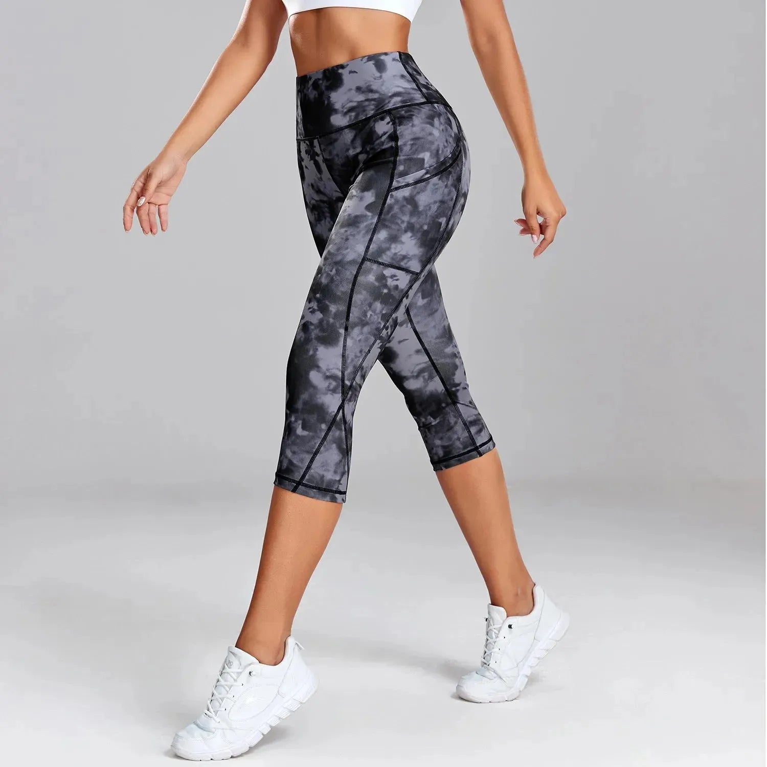 Women's Leopard Print Yoga Pants with Pockets - High Waisted Cropped Leggings for Gym, Running & Workouts | Camouflage Jogging Tights | Tie Dye Fitness Apparel for Women | Perfect for Yoga, Pilates & Lounge Wear