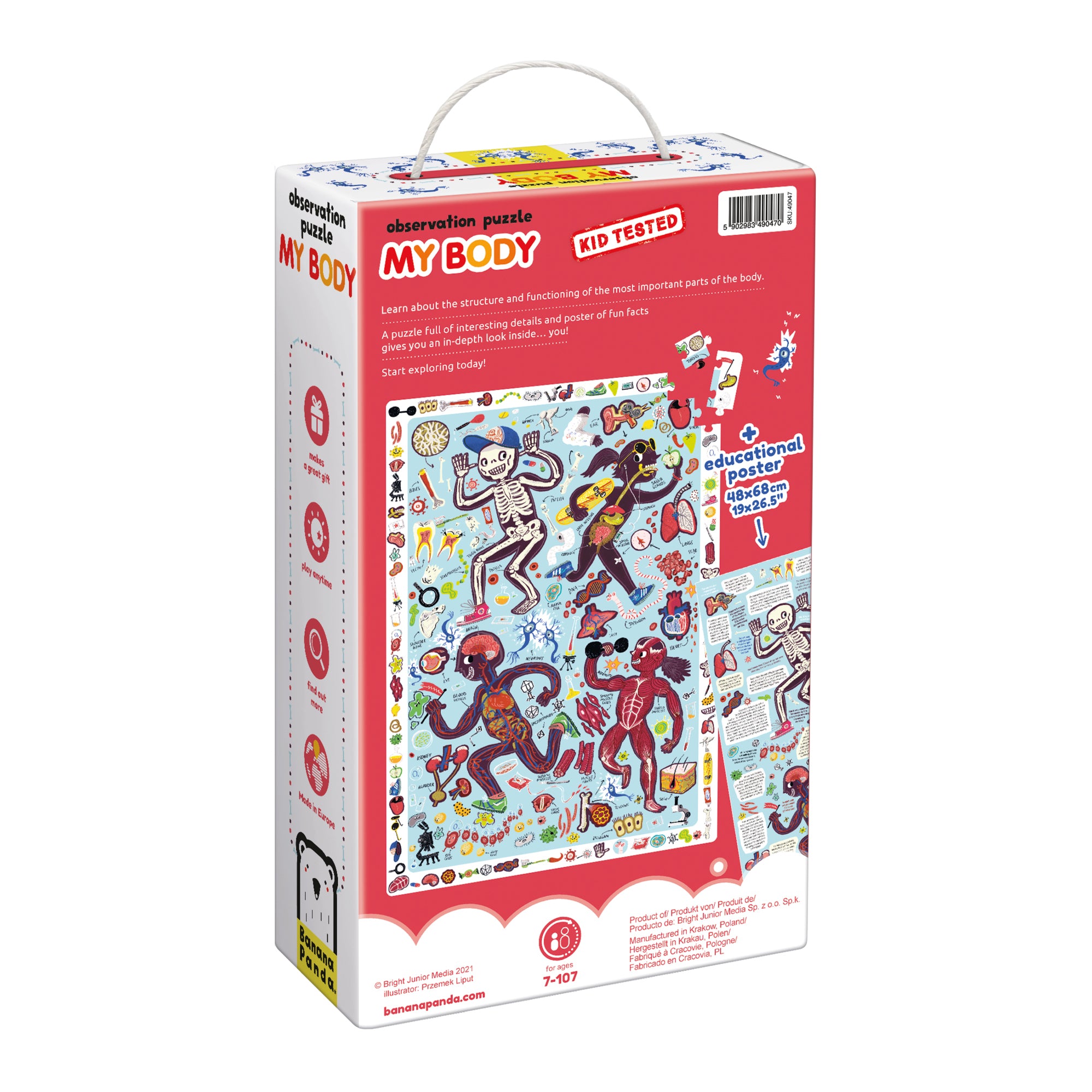 Banana Panda My Body Observation Jigsaw Puzzle - 204 Piece Educational Puzzle for Kids | Learn Human Anatomy | Perfect for Homeschooling & Family Game Night