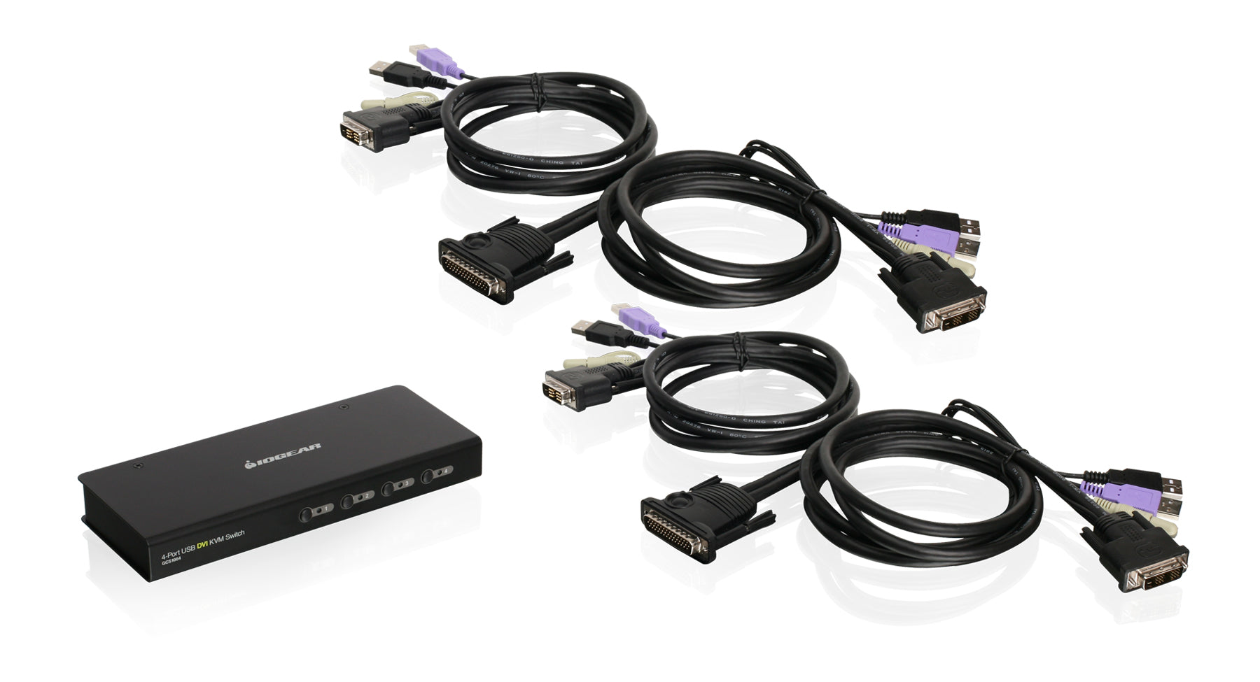 4 Port USB DVI KVM Switch - Seamless Multi-Computer Control for Home & Office Workstations | Perfect for IT Professionals, Gamers & Remote Workers