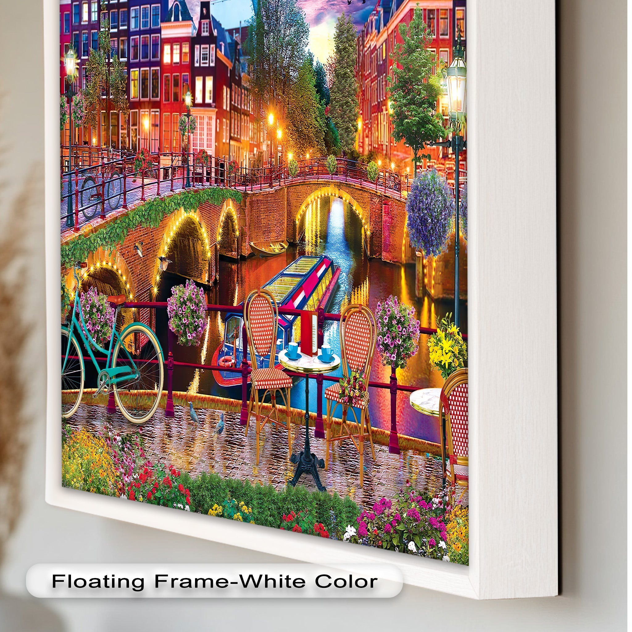 Stunning Amsterdam Sunset Oil Painting - Vibrant Cityscape Wall Art for Living Room & Office Decor
