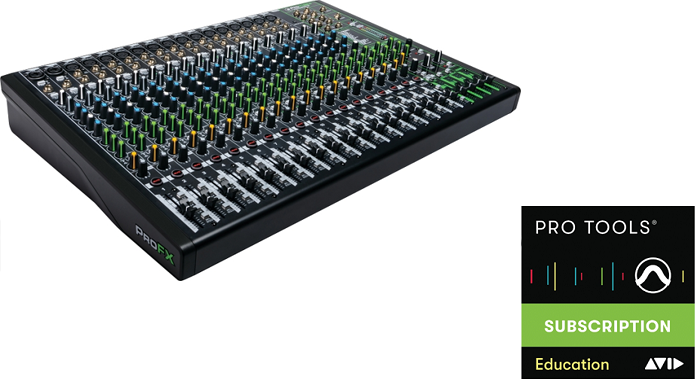 Mackie ProFX22v3 22-Channel Professional Analog Audio Mixer with Avid Pro Tools Subscription - Perfect for Live Sound, Studio Recording & Podcasting