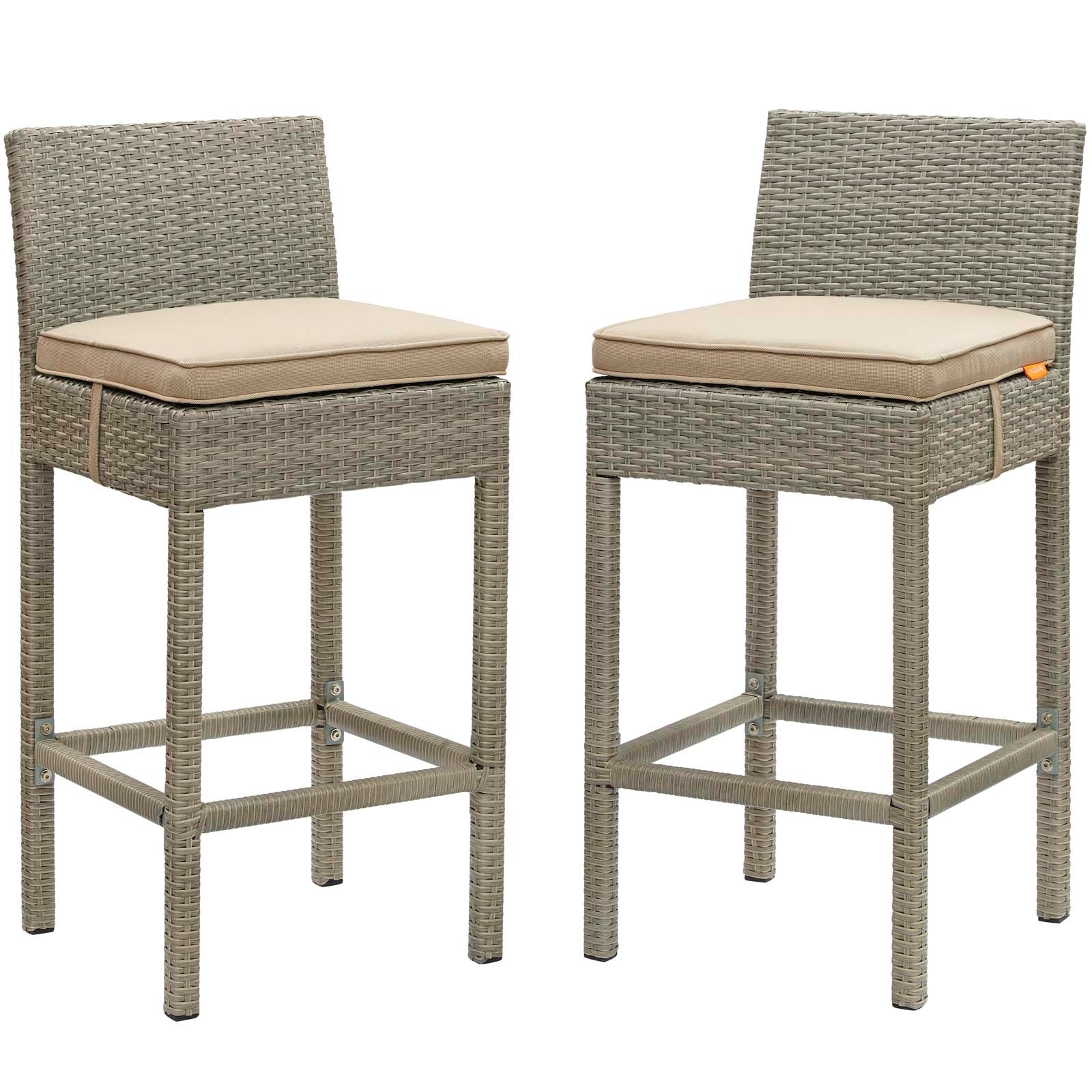 2-Piece Outdoor Wicker Rattan Bar Stool Set - Patio, Garden & Poolside Seating for Relaxing & Entertaining