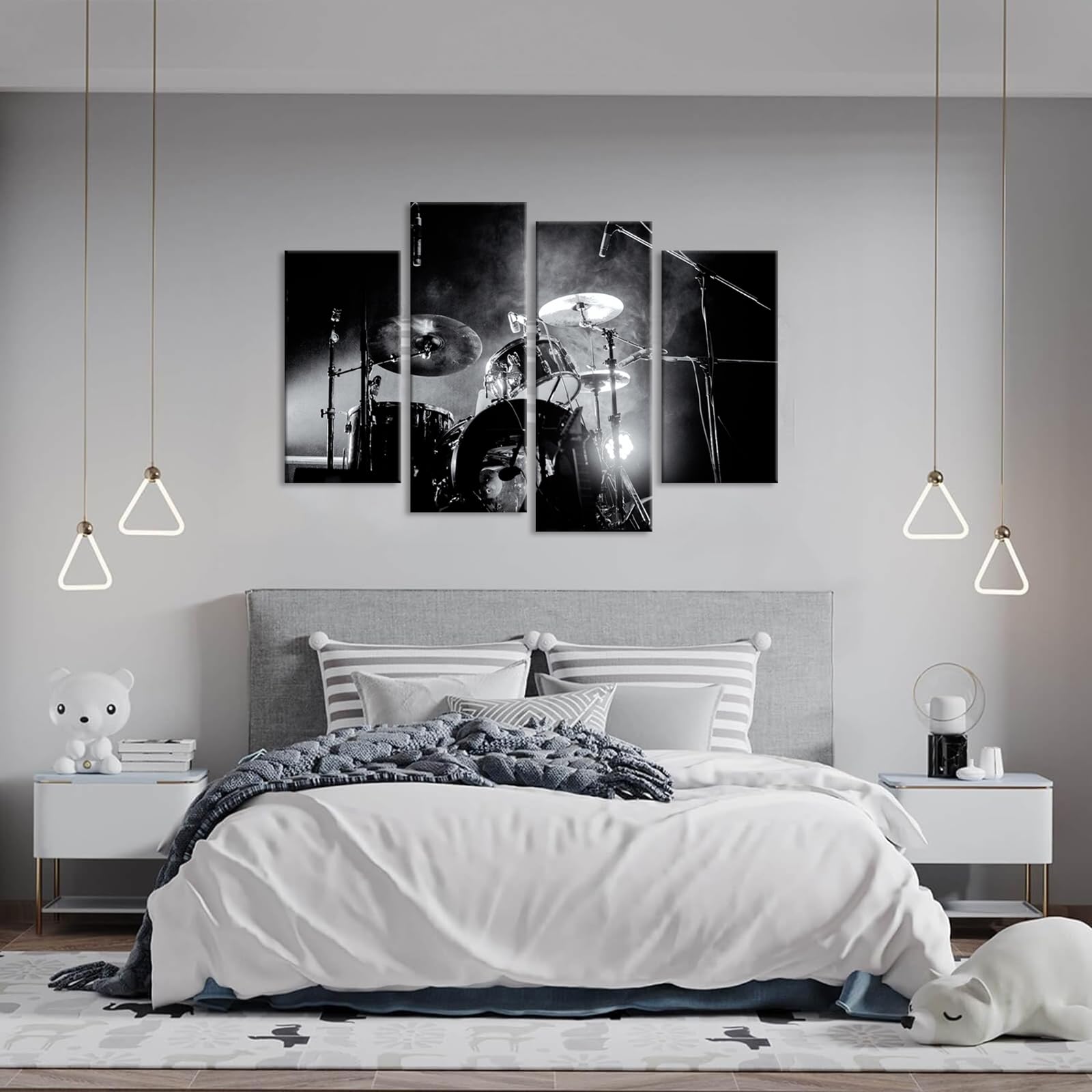 iHAPPYWALL 4-Piece Music Wall Art with LED Lights - Modern Home Decor for Living Room & Bedroom