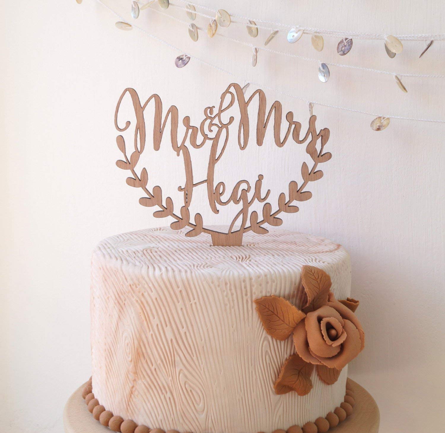 Custom Wedding Cake Topper - Personalized Rustic Wooden Cake Topper with Names - Perfect for Wedding Cakes, Anniversary Cakes & Special Occasion Desserts