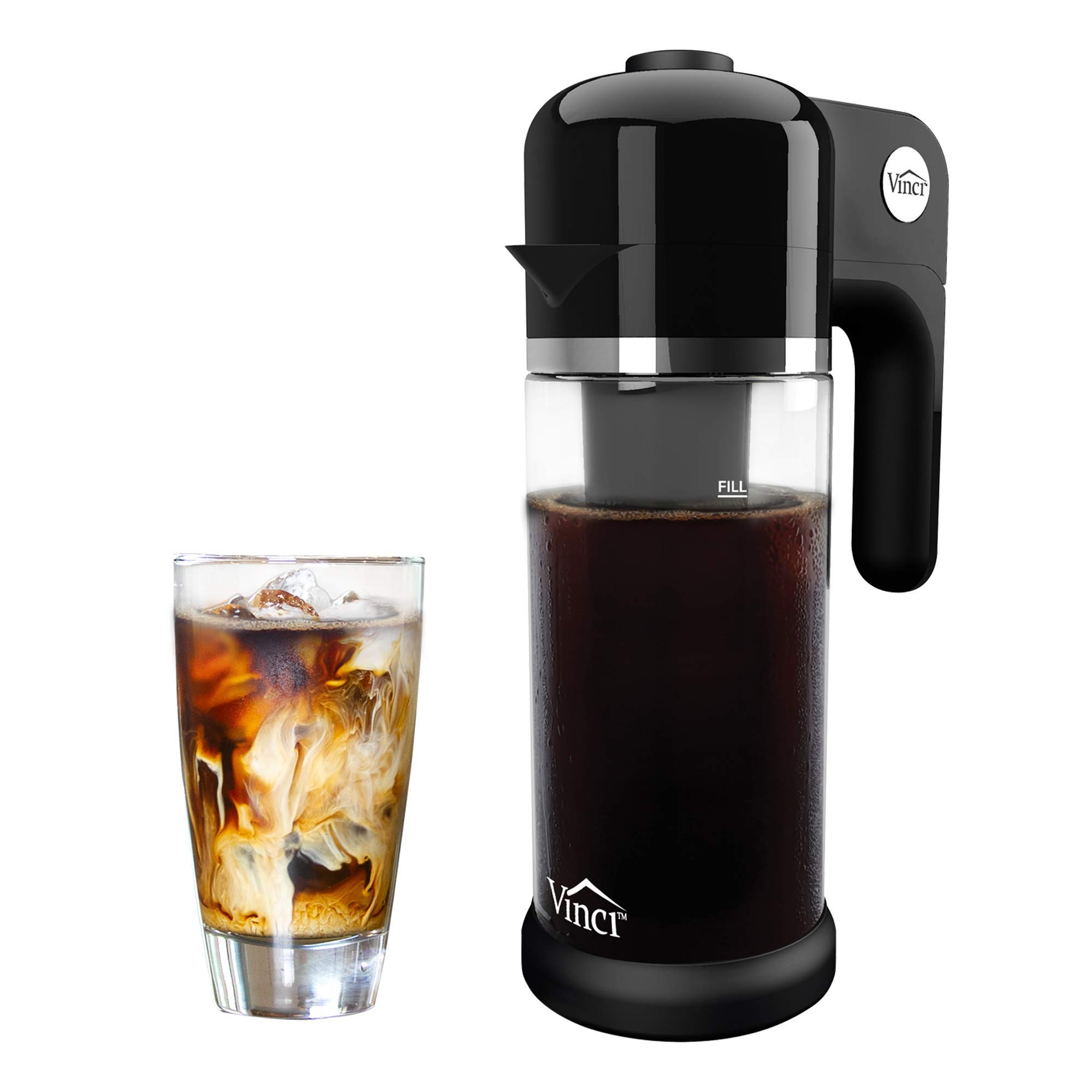VINCI Express Cold Brew Coffee Maker - 5-Minute Electric Iced Coffee Brewer with 4 Strength Settings, Self-Cleaning Cycle & 1.1L Glass Carafe (37 oz) - Perfect for Home, Office & Coffee Shops