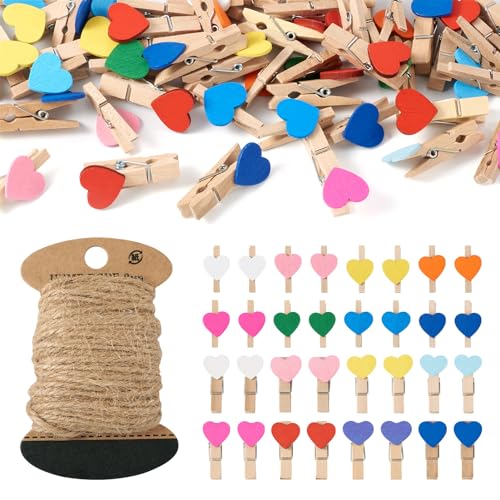 Mixed Color Heart-100pcs Clips&10m Cord
