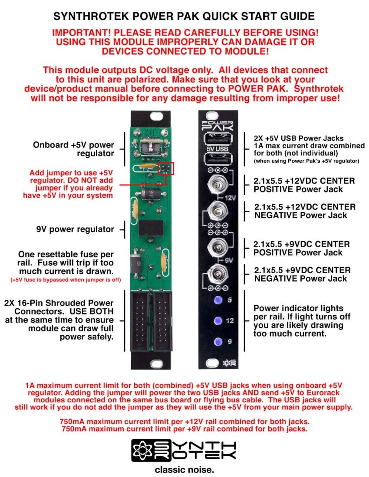 Eurorack to Tabletop Power Converter PCB Set - Power Pak PCB and Panel for Modular Synth Power Supply | Perfect for DIY Eurorack Cases & Portable Music Production