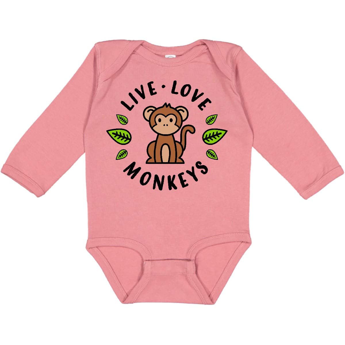 Inktastic Live Love Monkeys Long Sleeve Baby Bodysuit - Cute Animal Print Onesie for Newborns & Infants - Perfect for Playtime, Photo Shoots & Everyday Wear