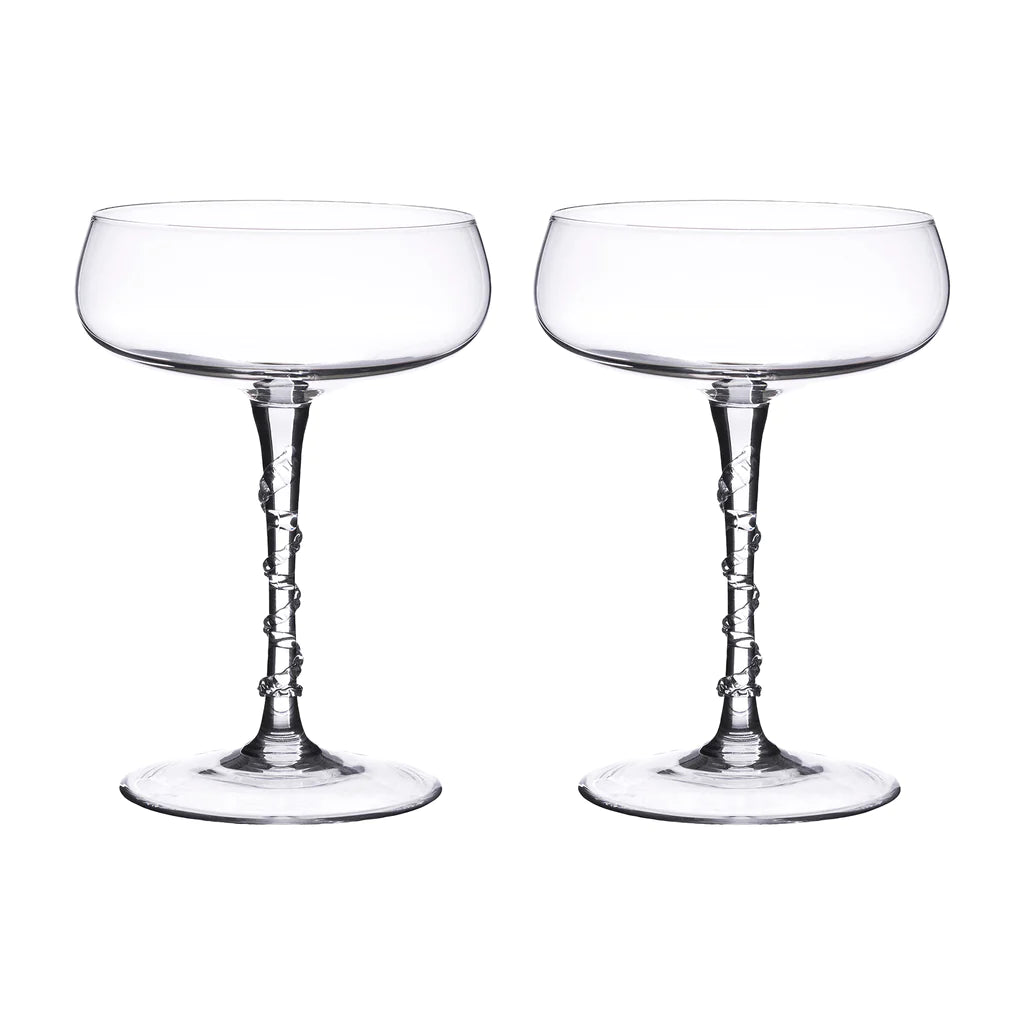 Juliska Amalia Cocktail Coupe Set of 2 - Elegant Glassware for Cocktails, Wine & Desserts - Perfect for Entertaining, Parties & Home Bar Decor