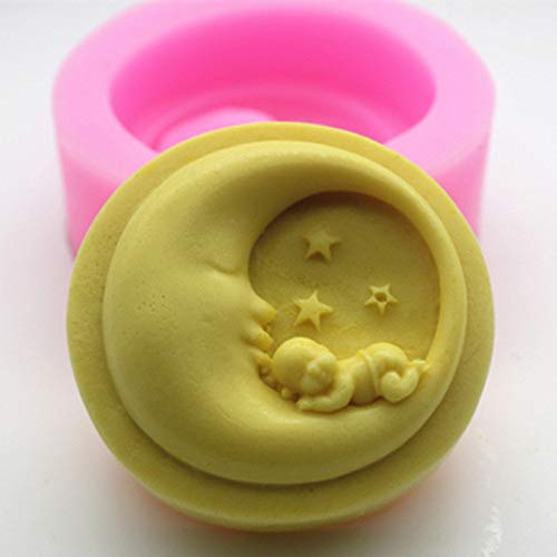 Moon Shaped Silicone Soap Mold for Baby Shower Favors, DIY Candle Making & Cake Decorating - Perfect for Handmade Gifts, Bath Bombs & Home Crafts