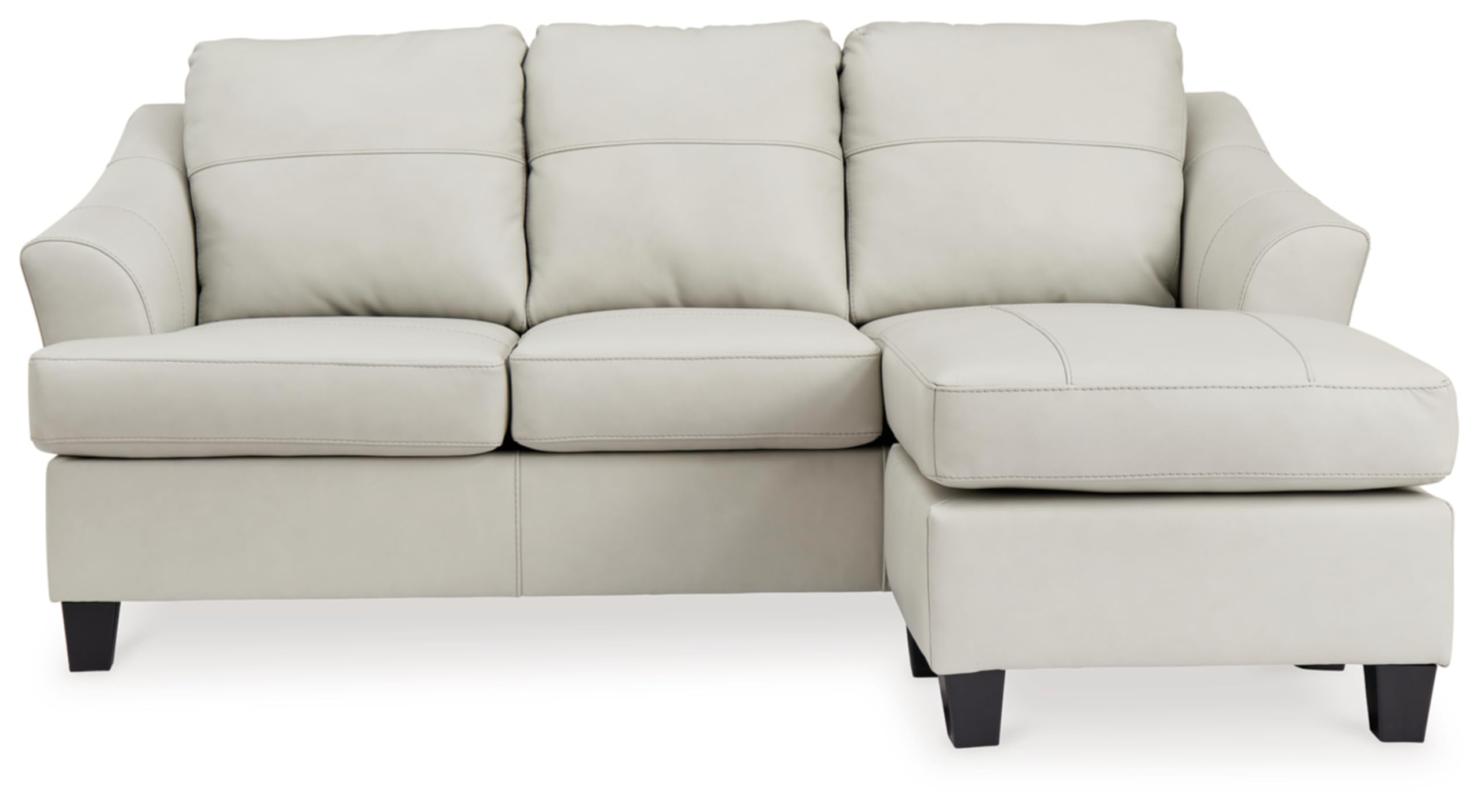 Signature Design by Ashley Genoa Modern Leather Sectional Sofa with Chaise Lounge - White Leather Living Room Couch for Contemporary Home, Apartment & Office Decor