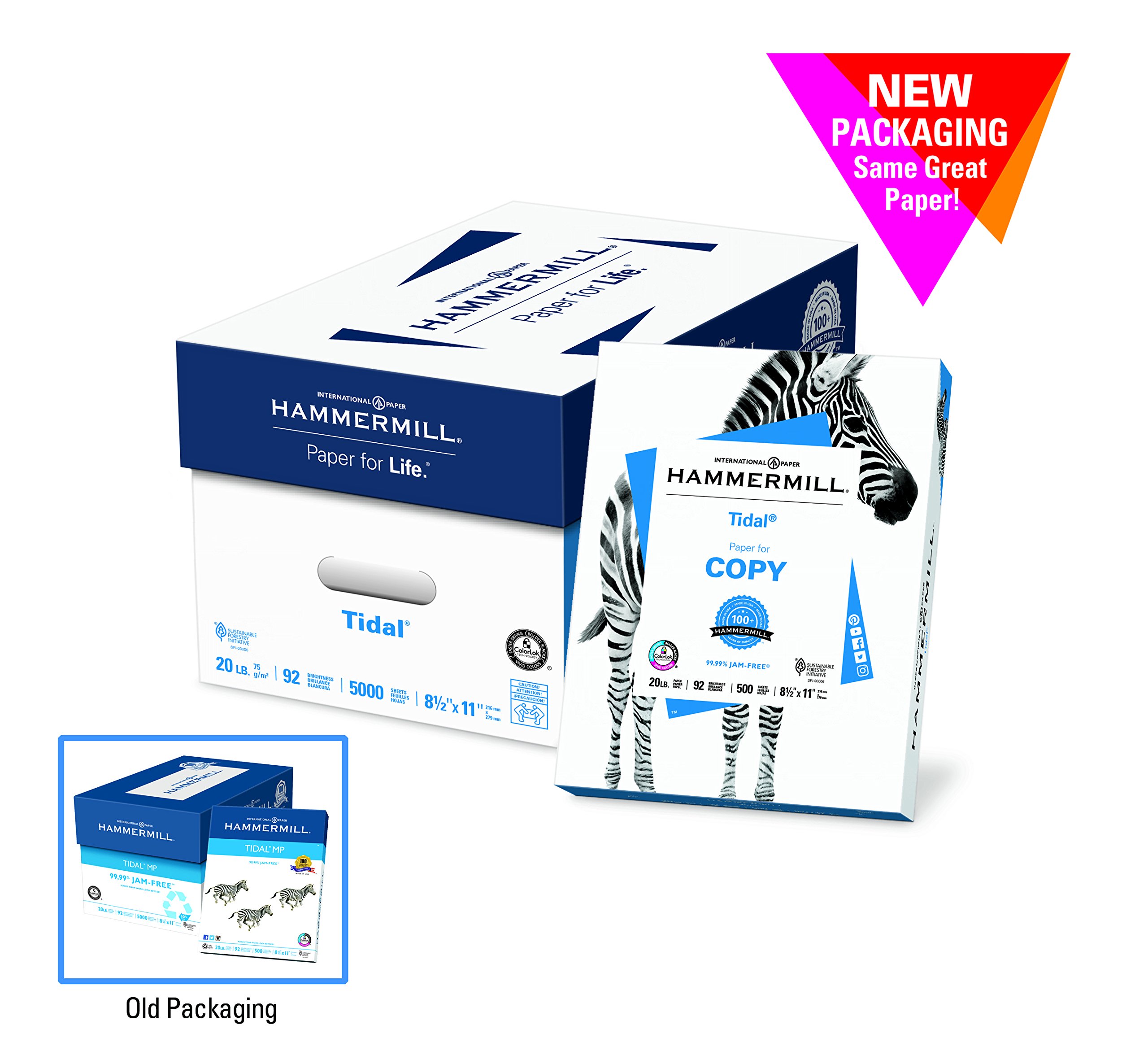 Hammermill 20 lb Tidal Copy Paper, 8.5 x 14 Legal Size - 10 Ream Case (5,000 Sheets) | 92 Brightness, Acid-Free, Made in USA | Ideal for Office Printing, Copying & Legal Documents (162016C)