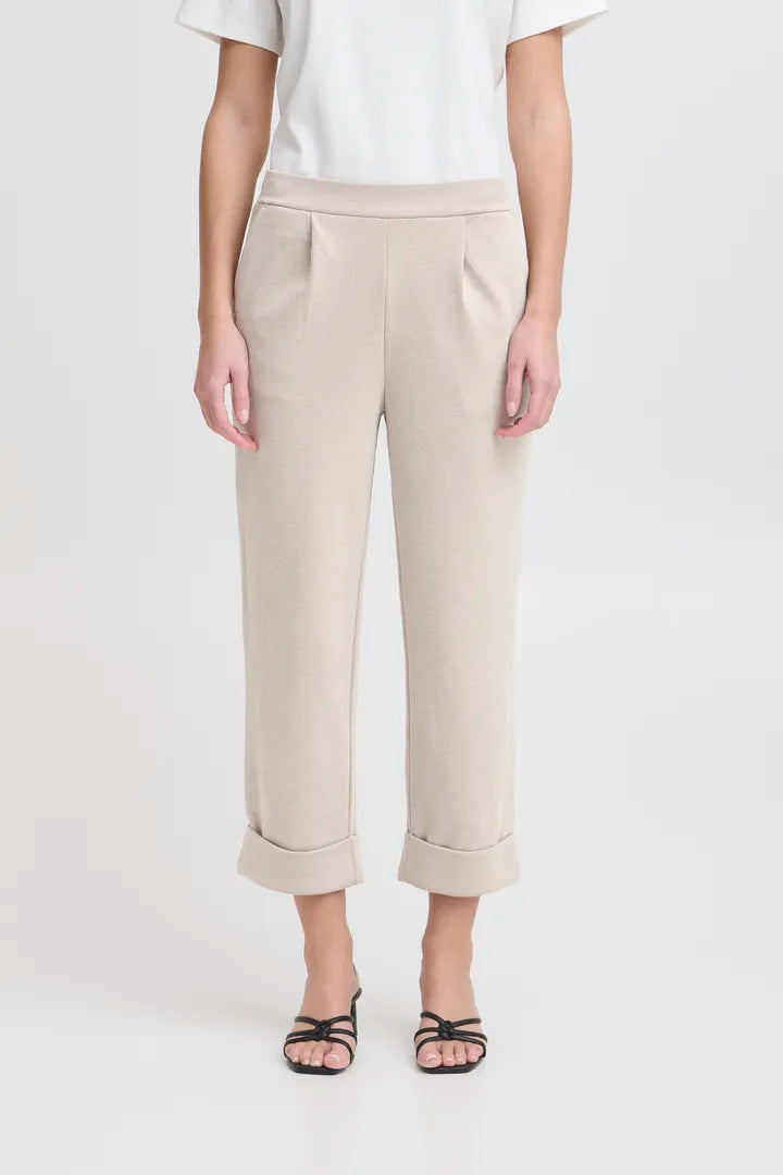 Stylish Penny Cropped Pants in Simply Taupe - Women's High Waisted Casual Trousers for Work, Travel & Everyday Wear