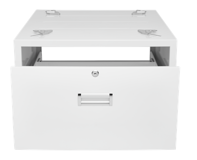 Unilux ULX110 Laundry Pedestal with Locking Drawer - Heavy Duty Washer Dryer Stand, Storage Organizer for Laundry Room (White) - Perfect for Small Spaces & Apartment Washing Machines