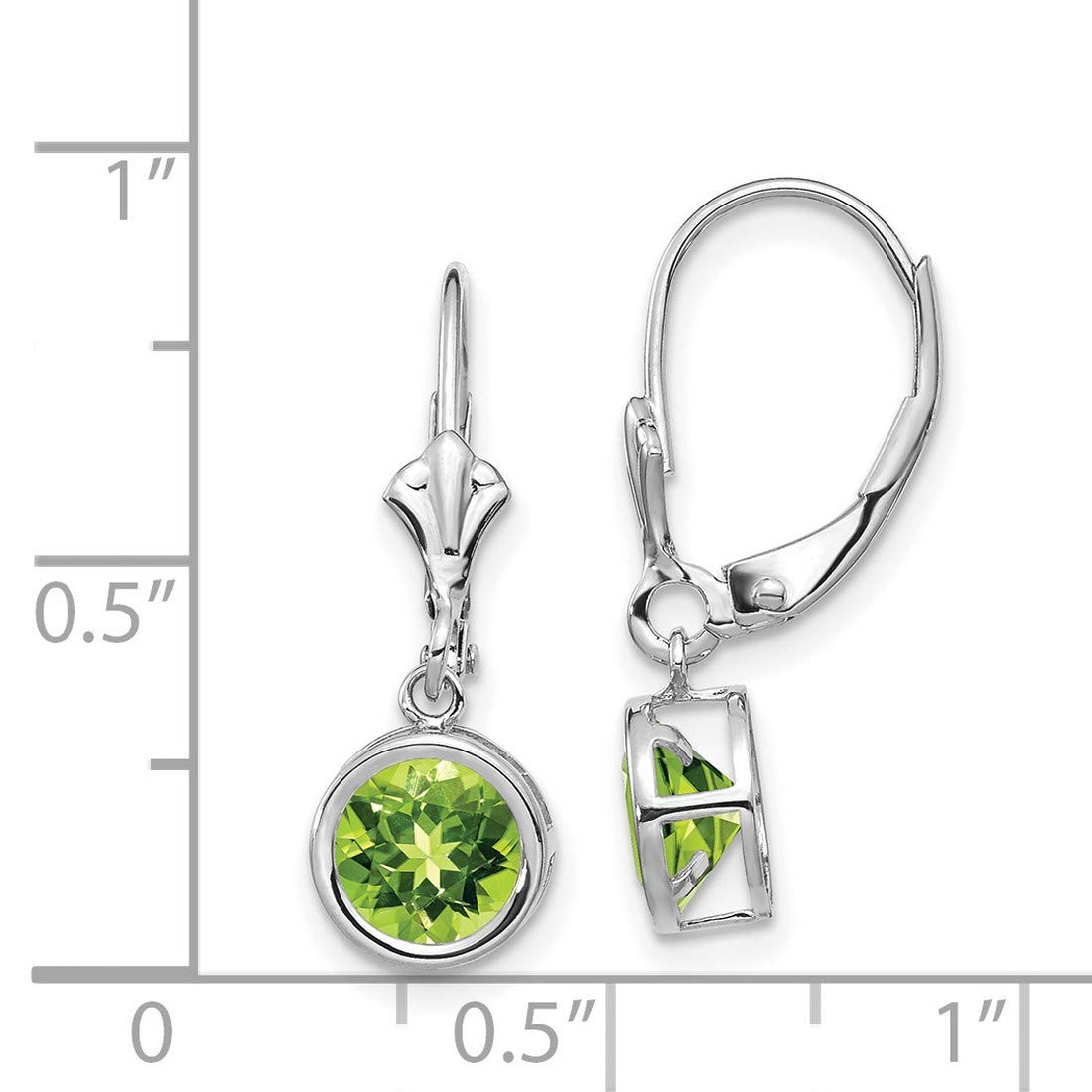 14K White Gold Peridot Leverback Dangle Earrings for Women | Elegant Green Gemstone Jewelry Gift for Birthday, Anniversary & Special Occasions