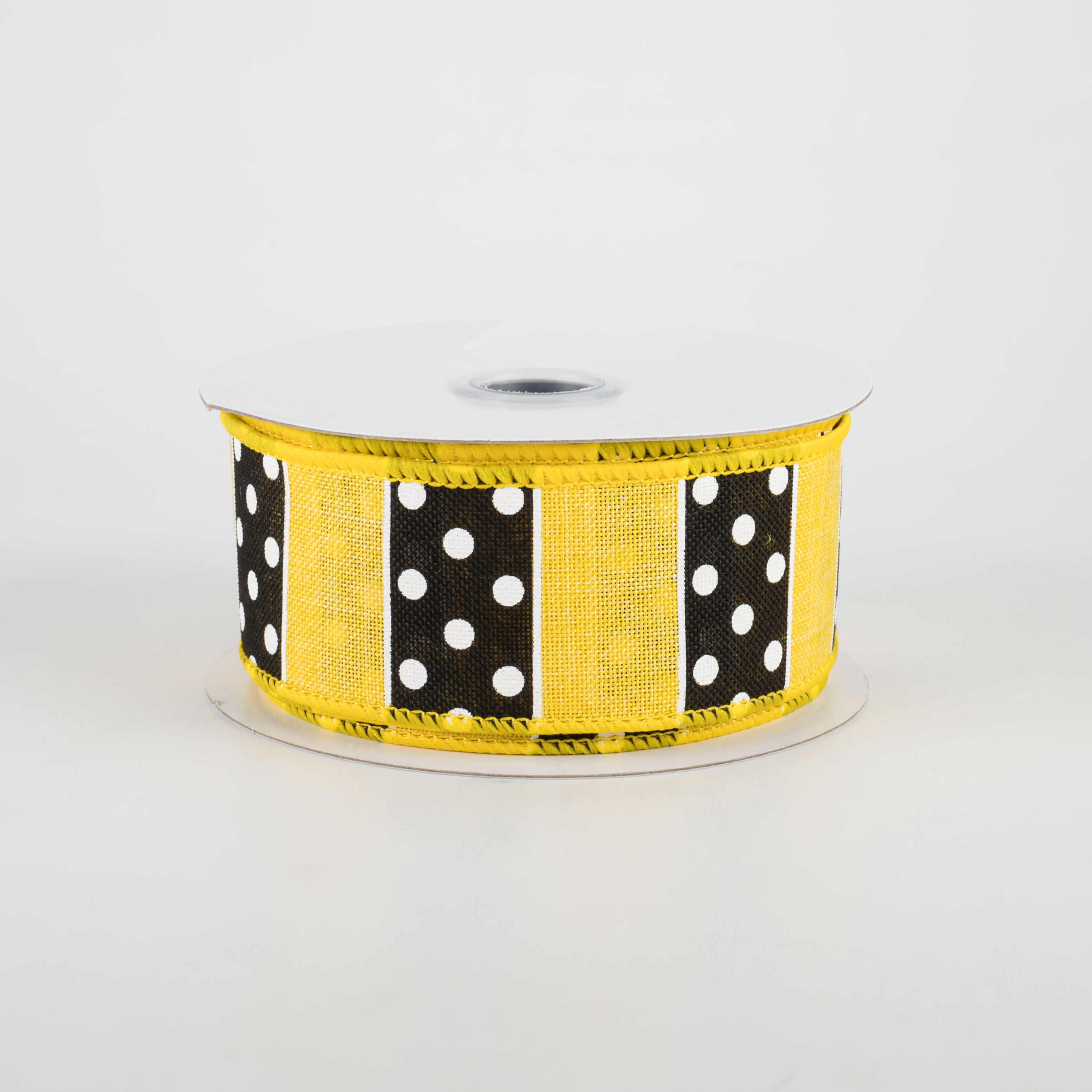1.5 Inch Wide Polka Dot Stripes Ribbon - Sun Yellow (10 Yards) for Gift Wrapping, DIY Crafts, Party Decorations & Scrapbooking