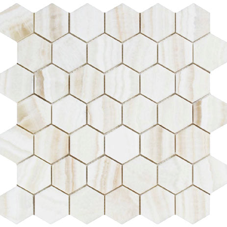 Premium Vanilla Onyx Stone Hexagon Mosaic Tiles 2