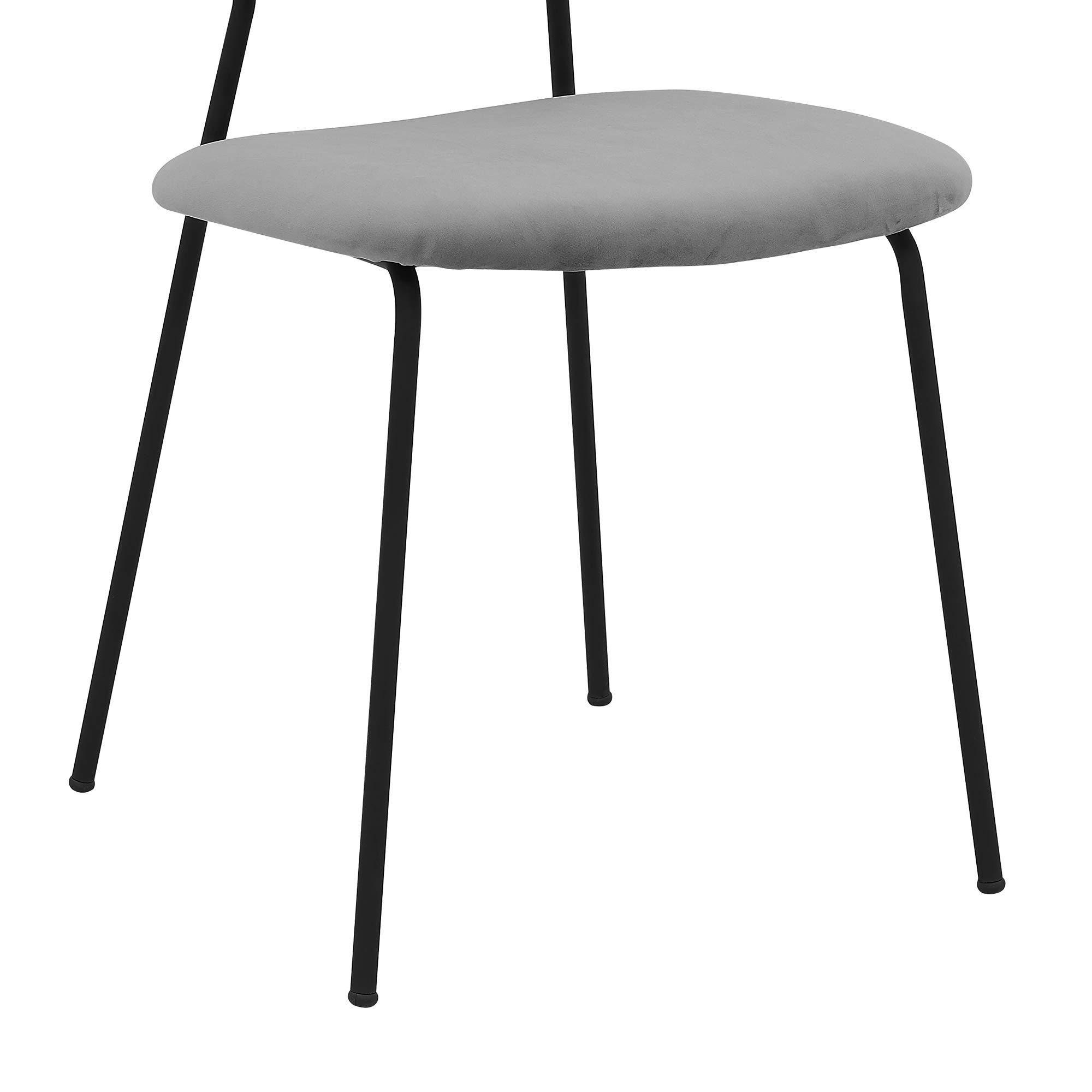 Armen Living Lucy Modern Dining Room Chairs Set of 2 - Grey Velvet Upholstered Side Chairs for Kitchen, Dining Table, Breakfast Nook & Home Decor