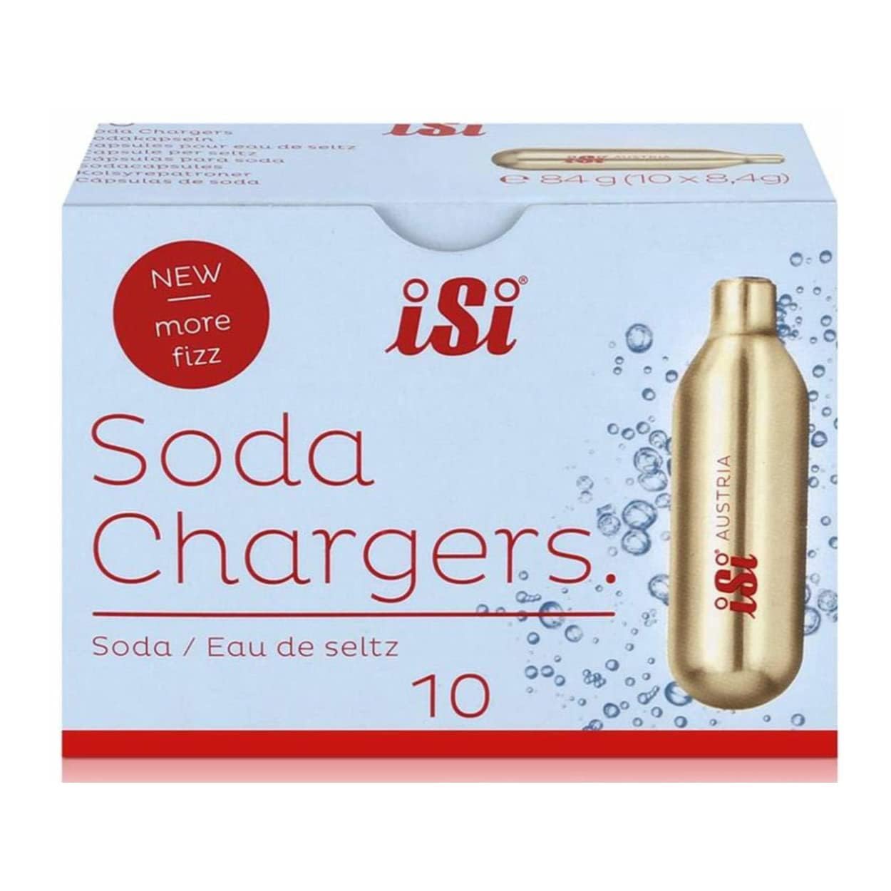 iSi North America CO2 Soda Siphon Chargers 8.4g - 100-Pack Carbon Dioxide Cartridges for Soda Makers | Compatible with Classic SodaStream & Stainless Steel Siphons | Eco-Friendly Recyclable Gold Capsules | Made in Austria | Perfect for Home Carbonation, Sparkling Water & Cocktail Making