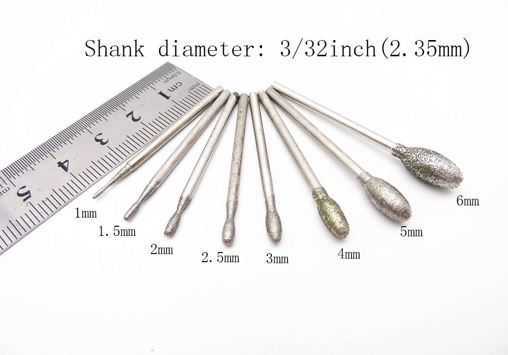 8 Pcs 400 Grit Fine Polishing Diamond Coated Grinding Tips - 2.35mm Mandrel Diamond Mounted Carving Tools for Rotary Tools (G Type Egg Shape) - Perfect for Jewelry Making, Metal Polishing & DIY Crafts
