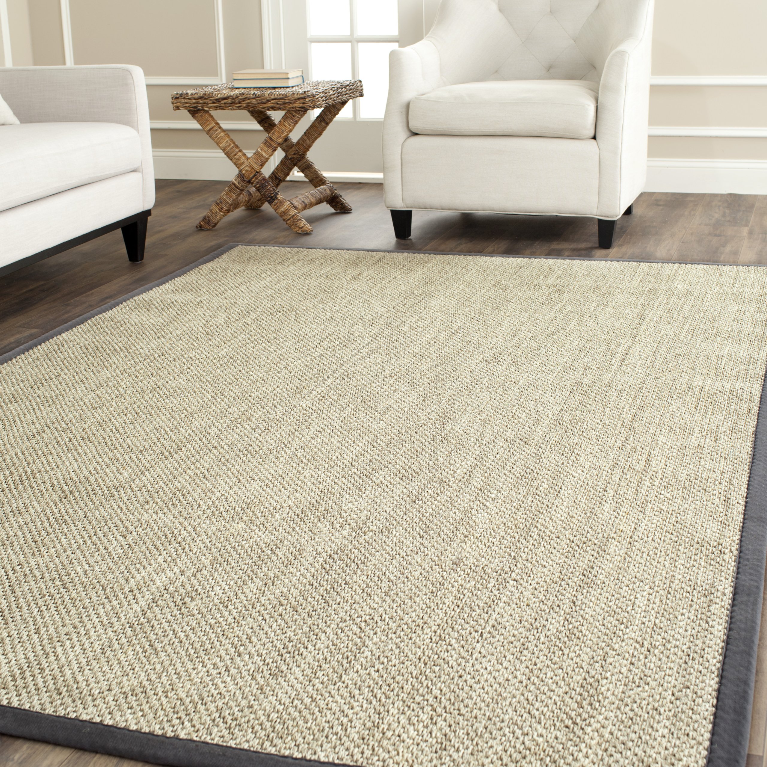 SAFAVIEH Natural Fiber Collection 5' x 8' Area Rug - Marble & Grey Sisal Border Design | Easy Care & Durable | Perfect for Living Room, Bedroom, High Traffic Areas | Home Decor & Floor Protection (NF443B)
