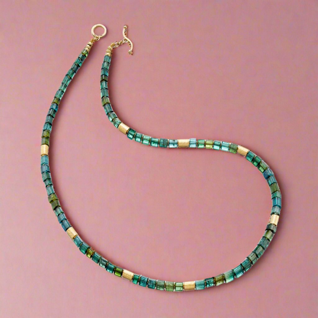 Indicolite Tourmaline Bead Necklace - Genuine Blue Tourmaline Jewelry for Women | Elegant Handmade Gemstone Necklace for Daily Wear, Gift Giving & Special Occasions