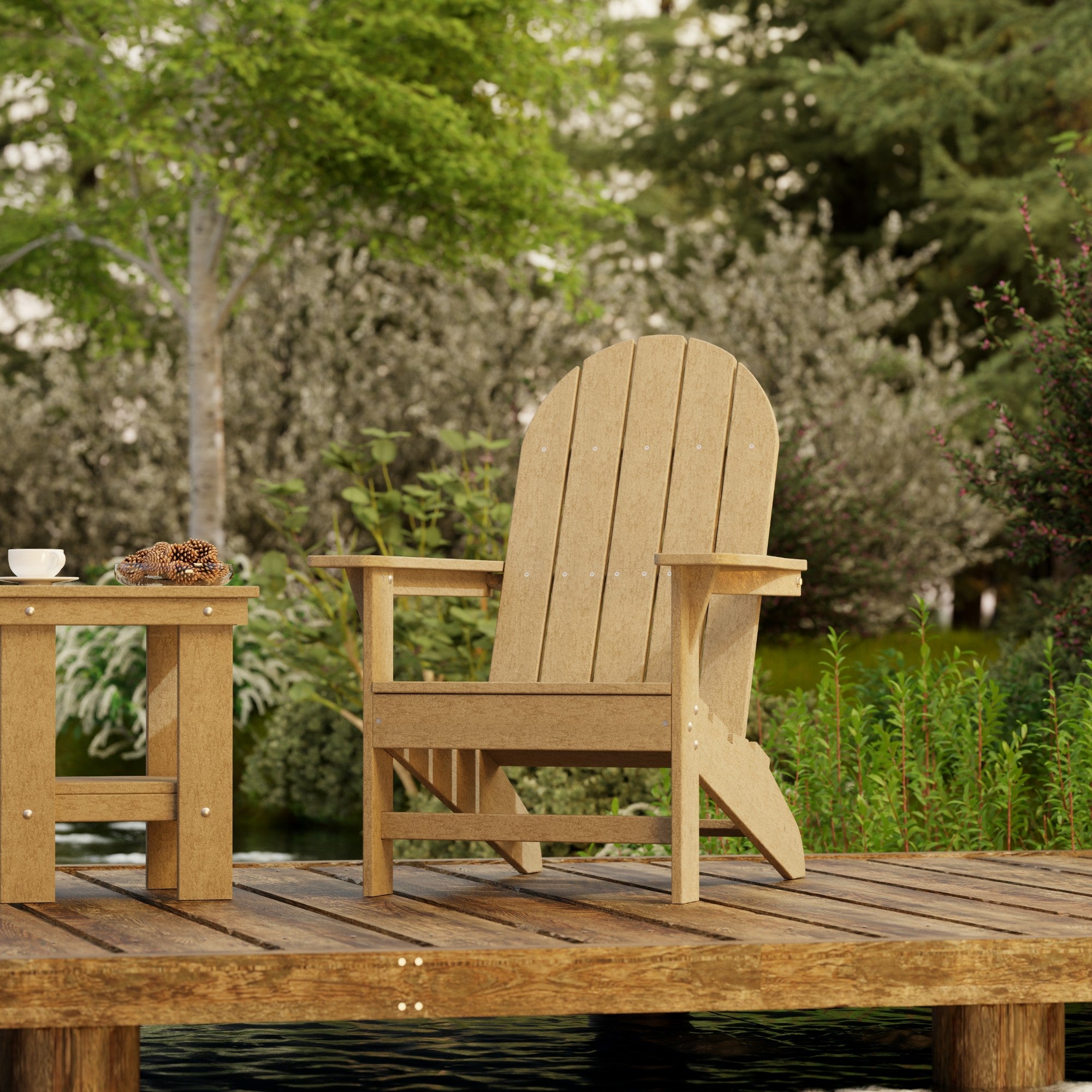 Freedom 3-Piece Traditional Adirondack Chair Set with Side Table - Outdoor Patio Furniture for Garden, Deck, Poolside & Backyard Relaxation